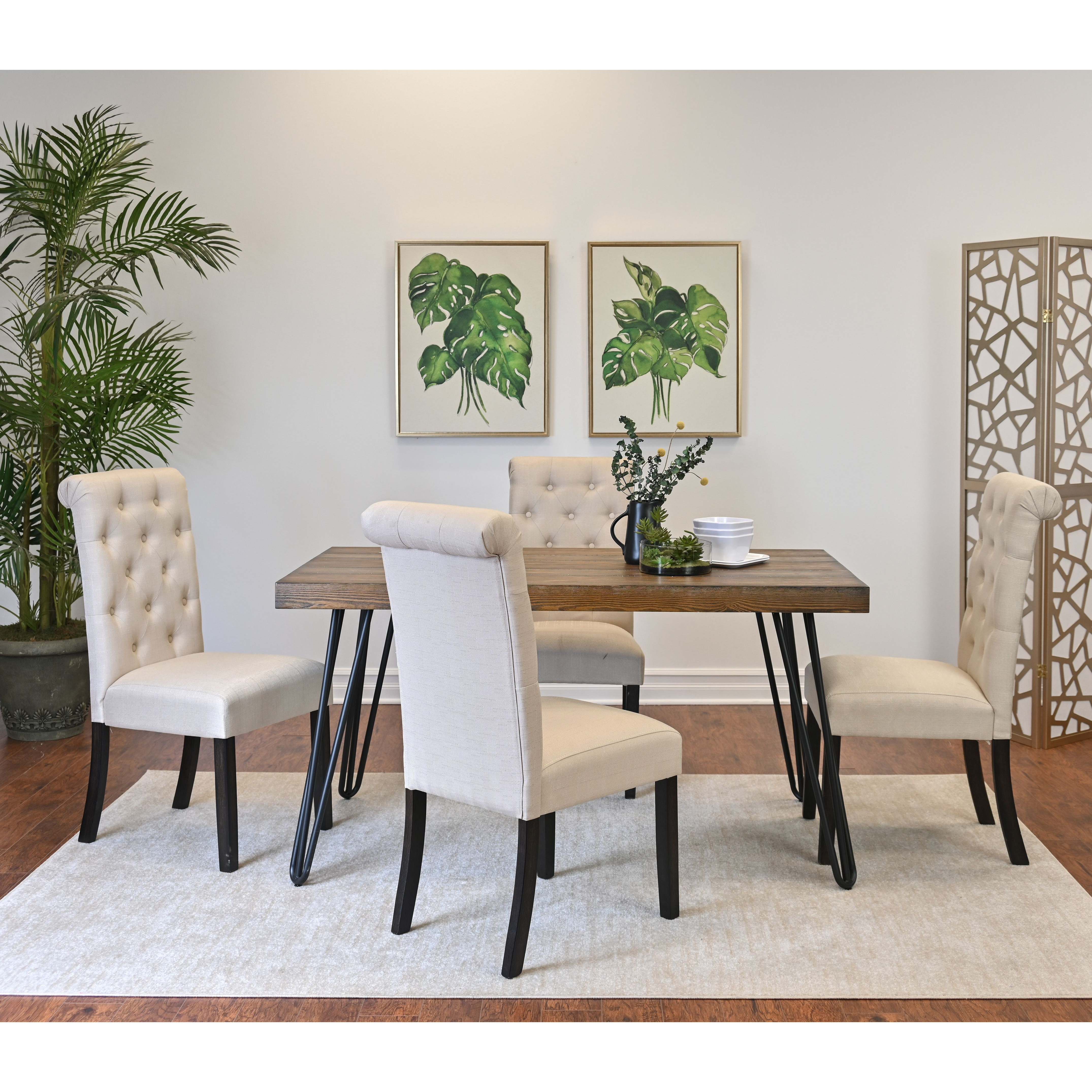 Ashford 5-Piece Dining Set, Hairpin Dining Table with 4 Chairs, 4 Color Options