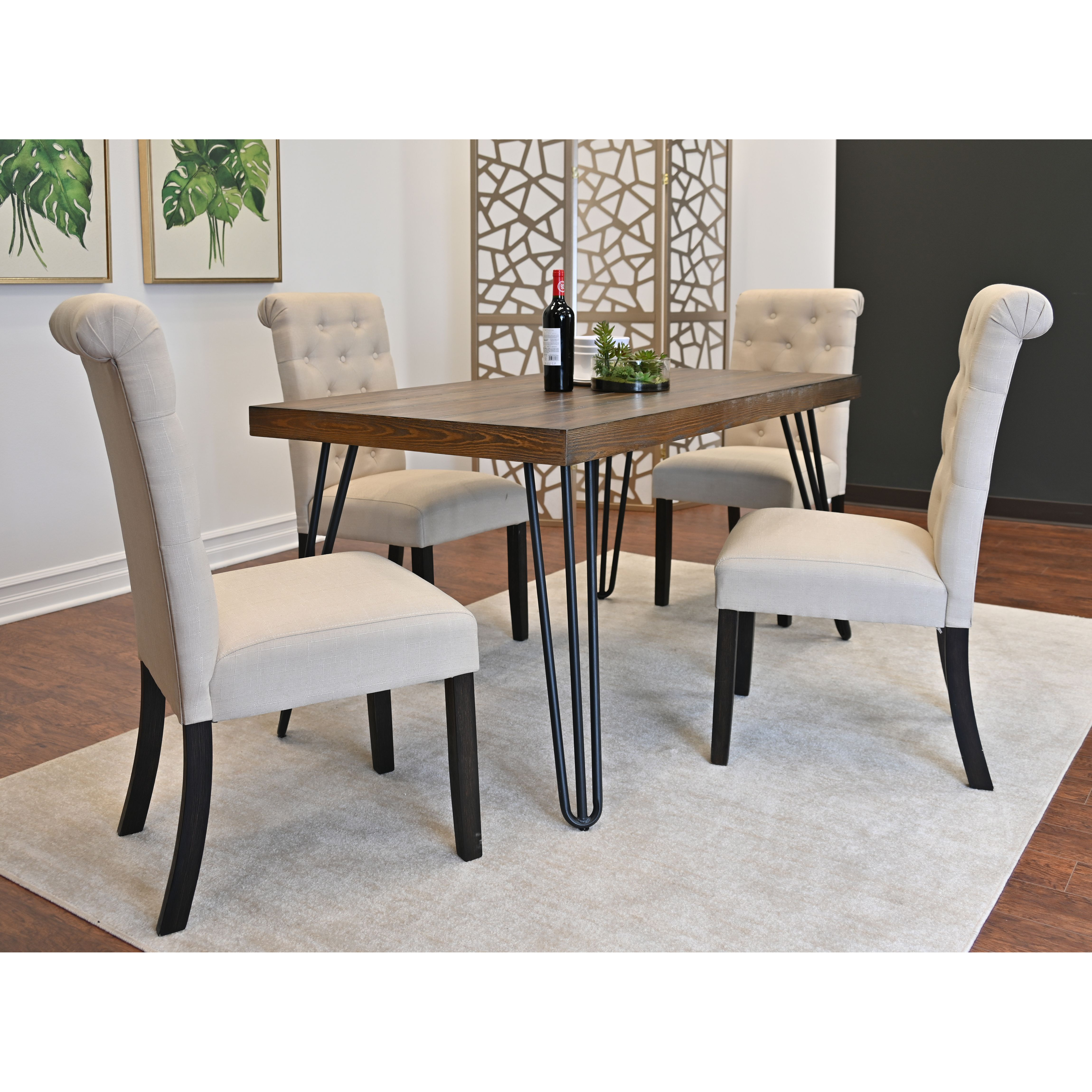 Ashford 5-Piece Dining Set, Hairpin Dining Table with 4 Chairs, 4 Color Options