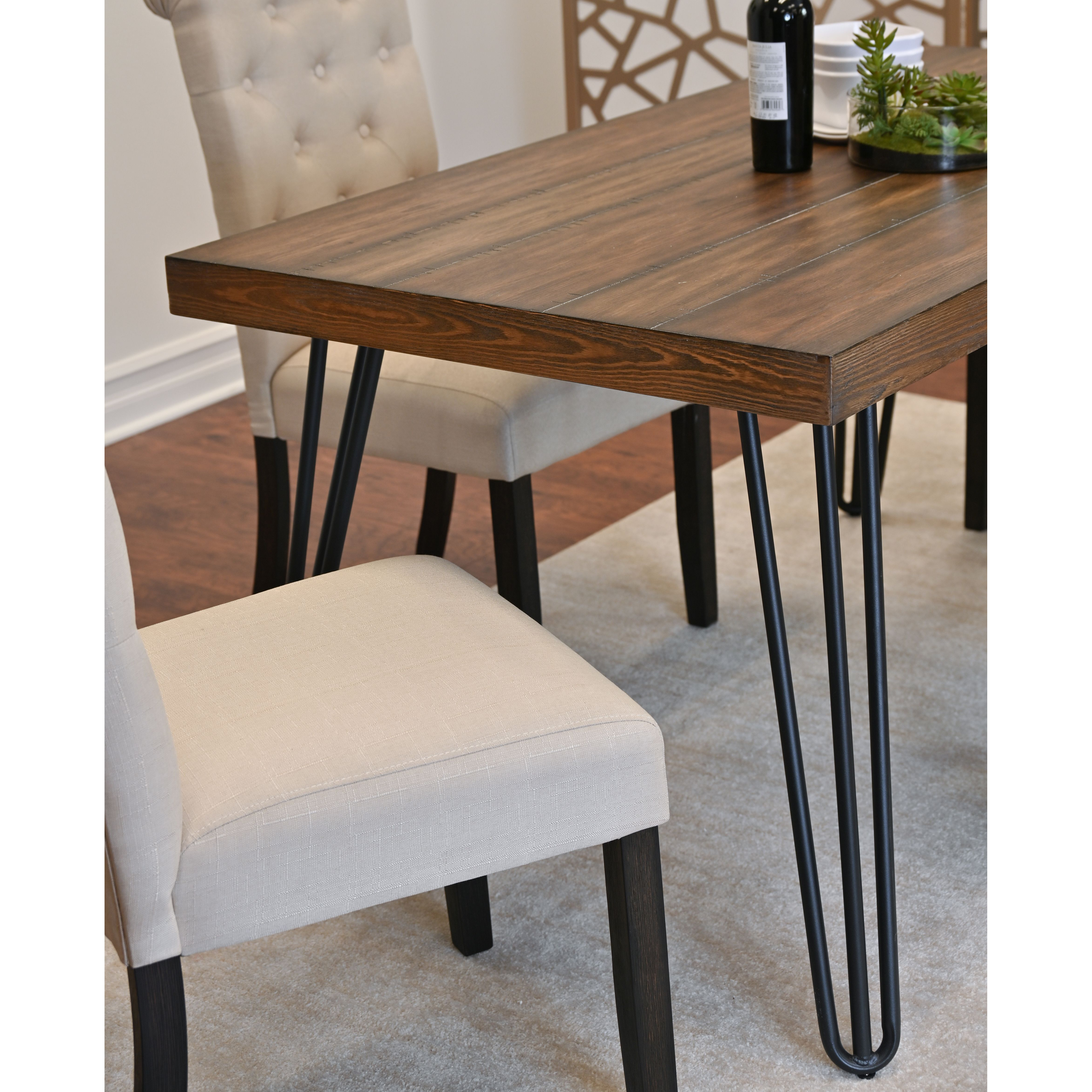 Ashford 6-Piece Dining Set, Hairpin Dining Table with 4 Chairs and Bench, 4 Color Options