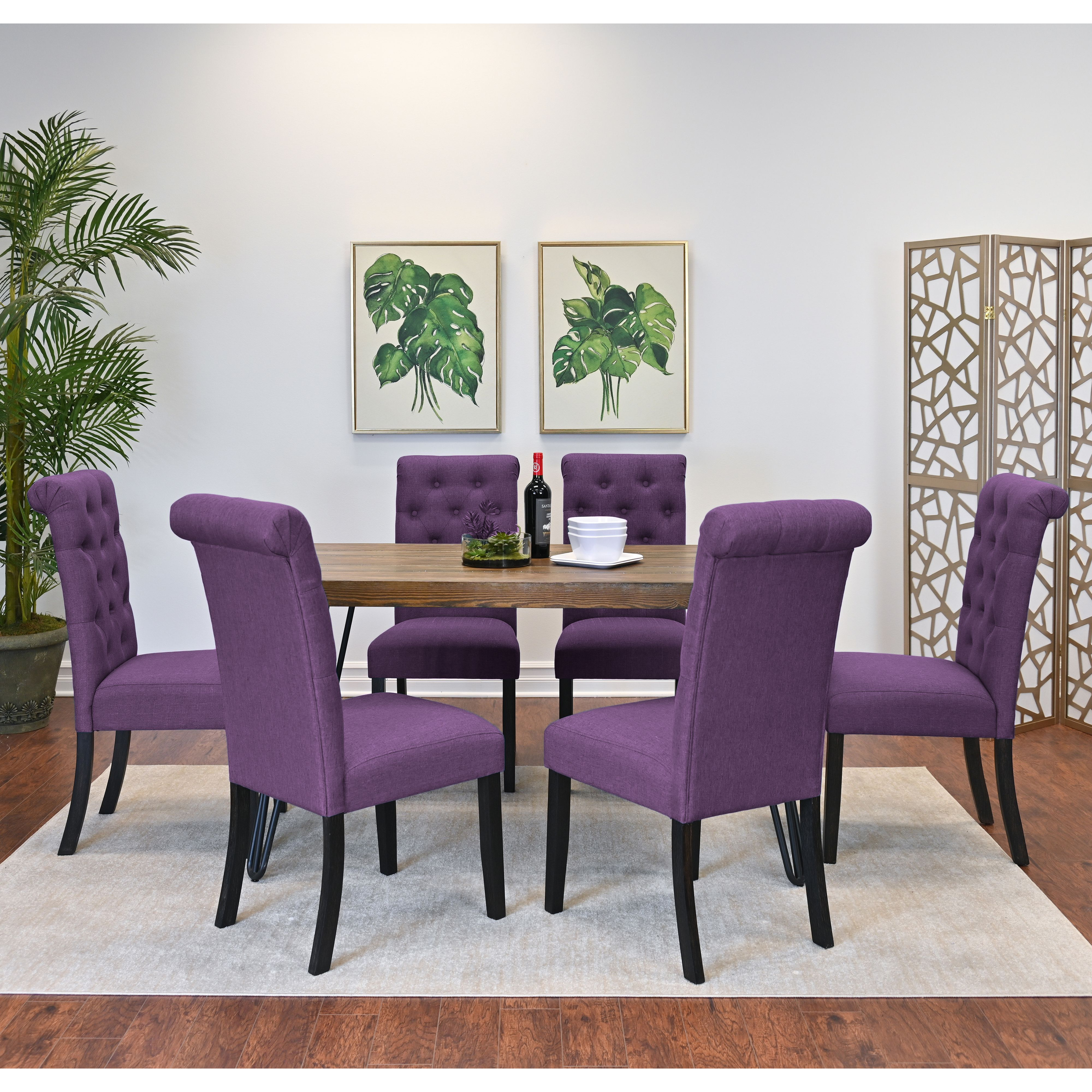 Ashford 7-Piece Dining Set, Hairpin Dining Table with 6 Chairs, 4 Color Options