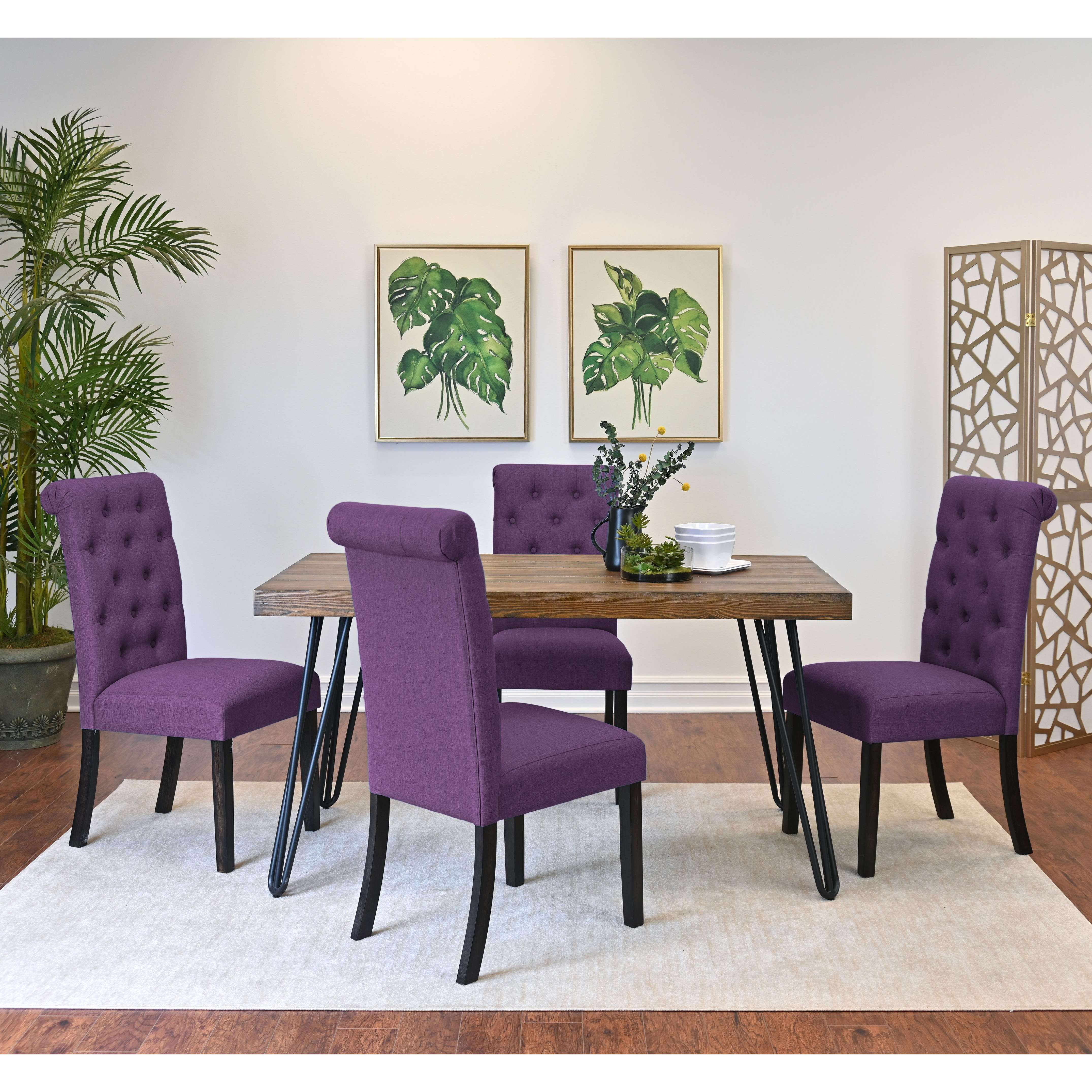 Ashford 7-Piece Dining Set, Hairpin Dining Table with 6 Chairs, 4 Color Options