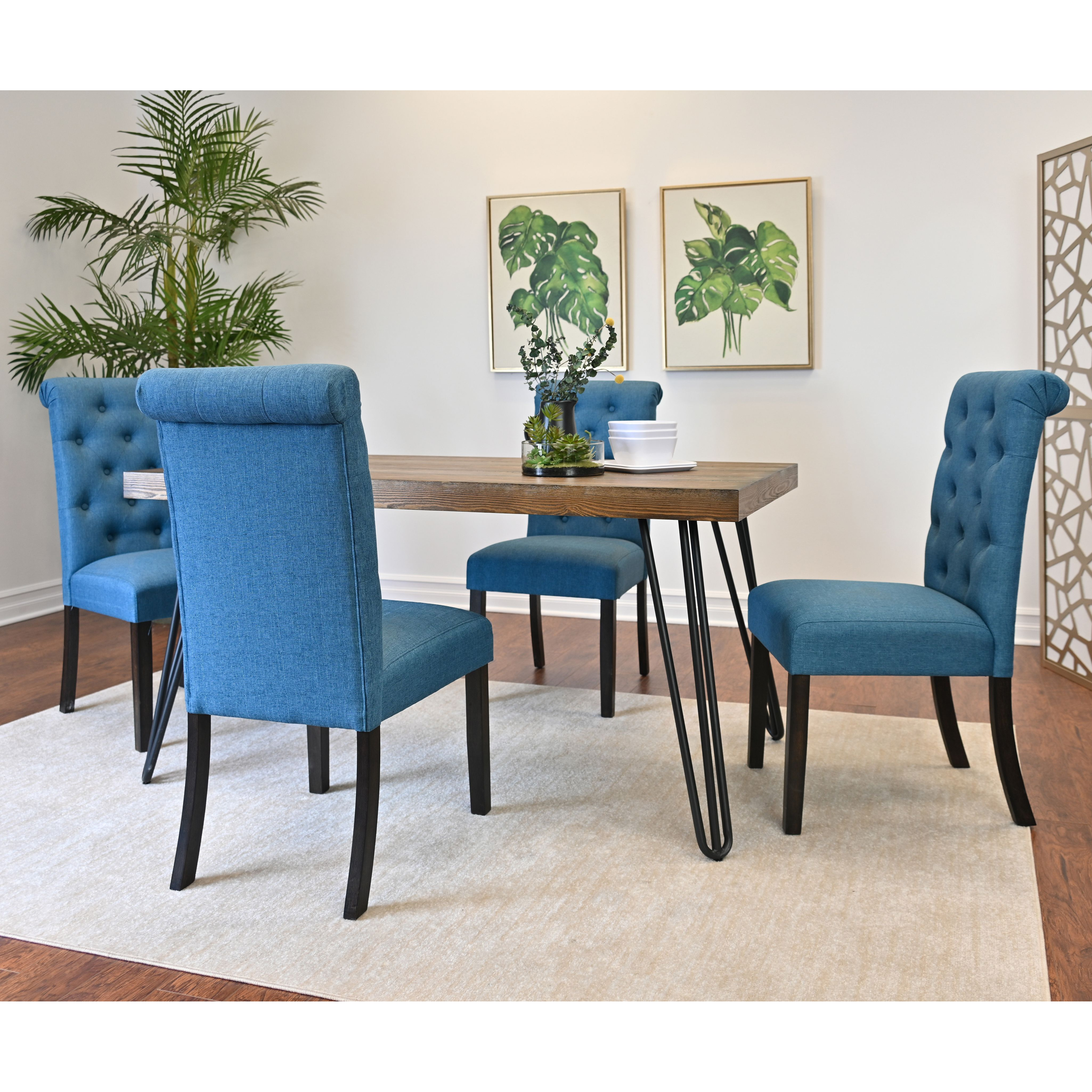 Ashford 7-Piece Dining Set, Hairpin Dining Table with 6 Chairs, 4 Color Options