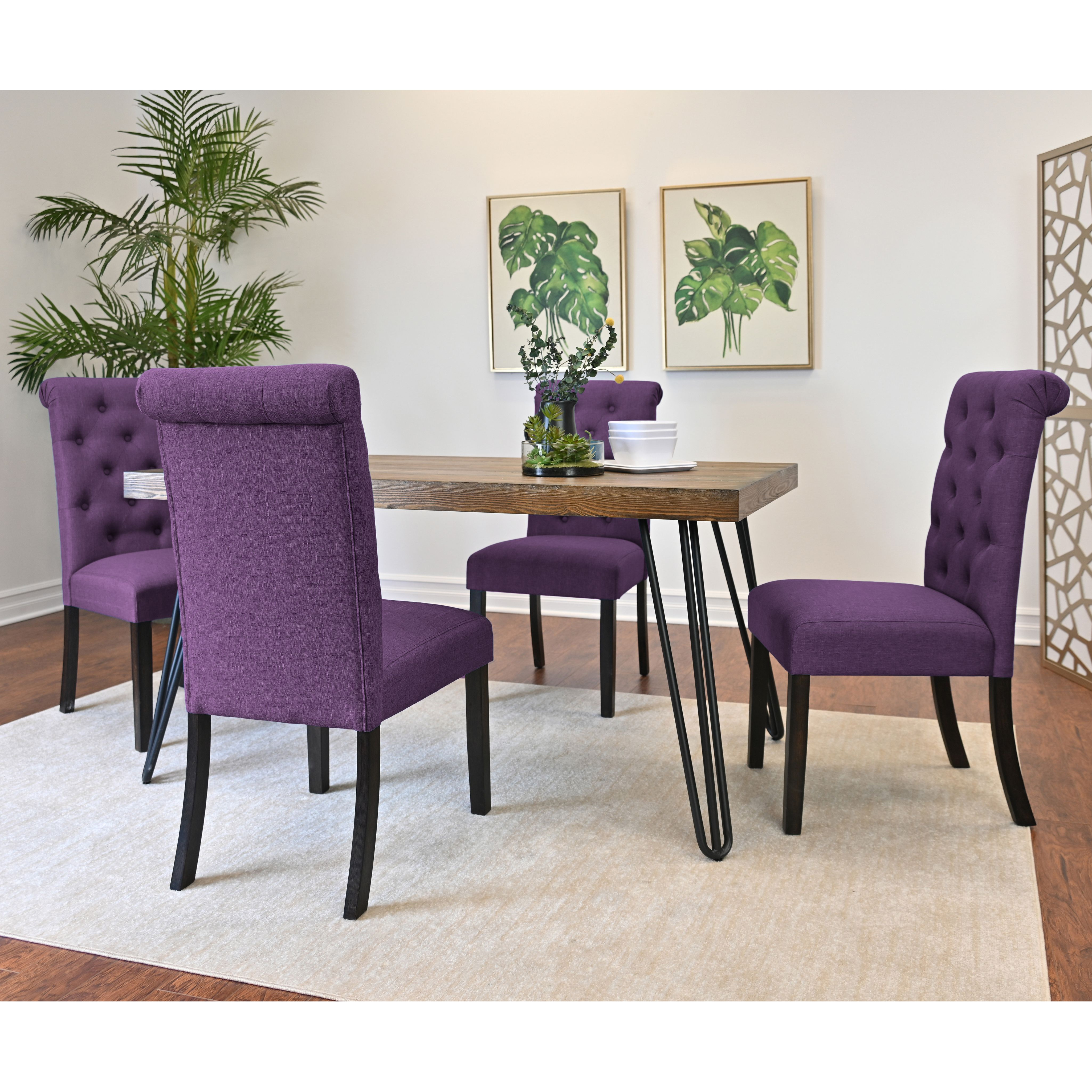 Ashford 5-Piece Dining Set, Hairpin Dining Table with 4 Chairs, 4 Color Options