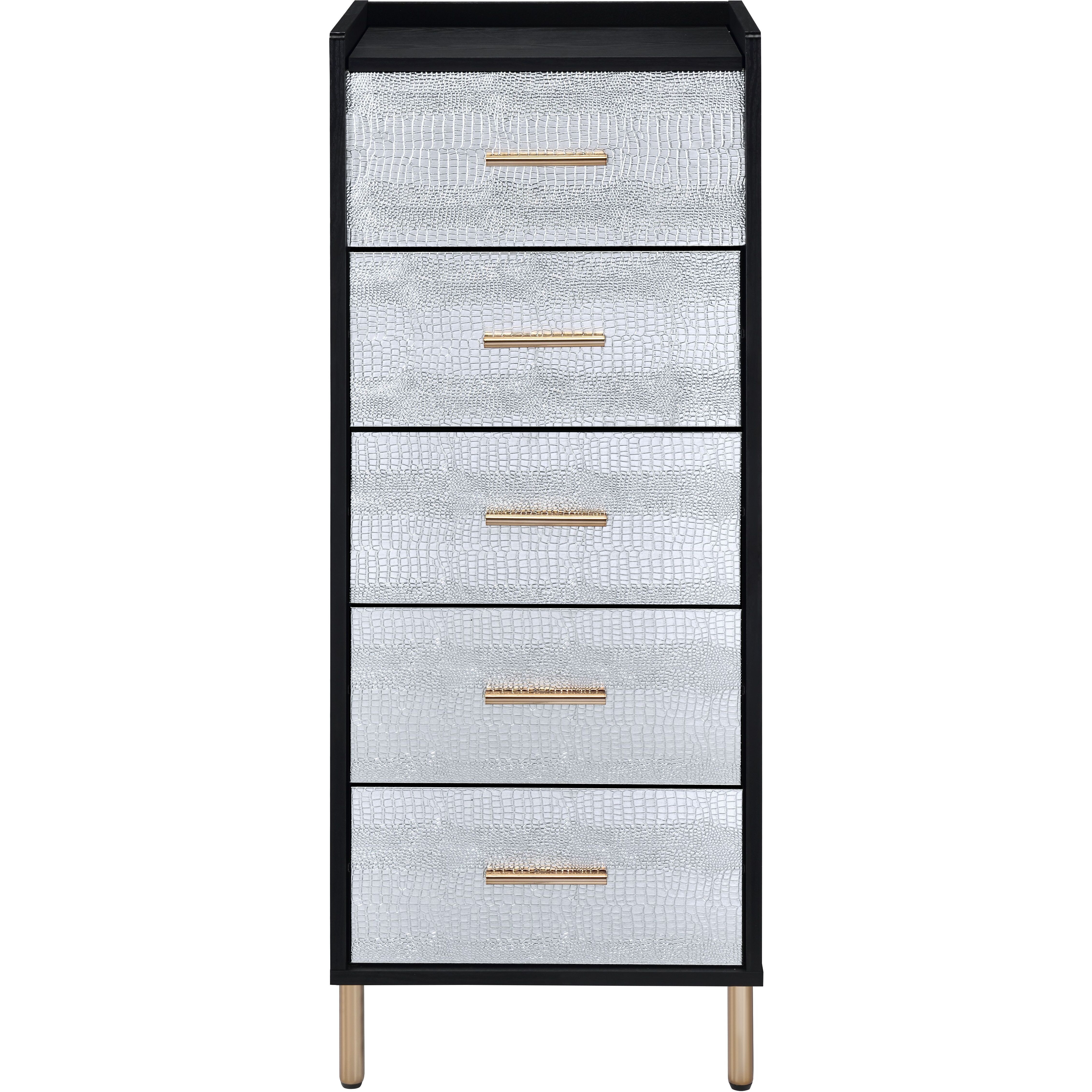 Black and Silver 4-drawer Jewelry Armoire with Lift-top