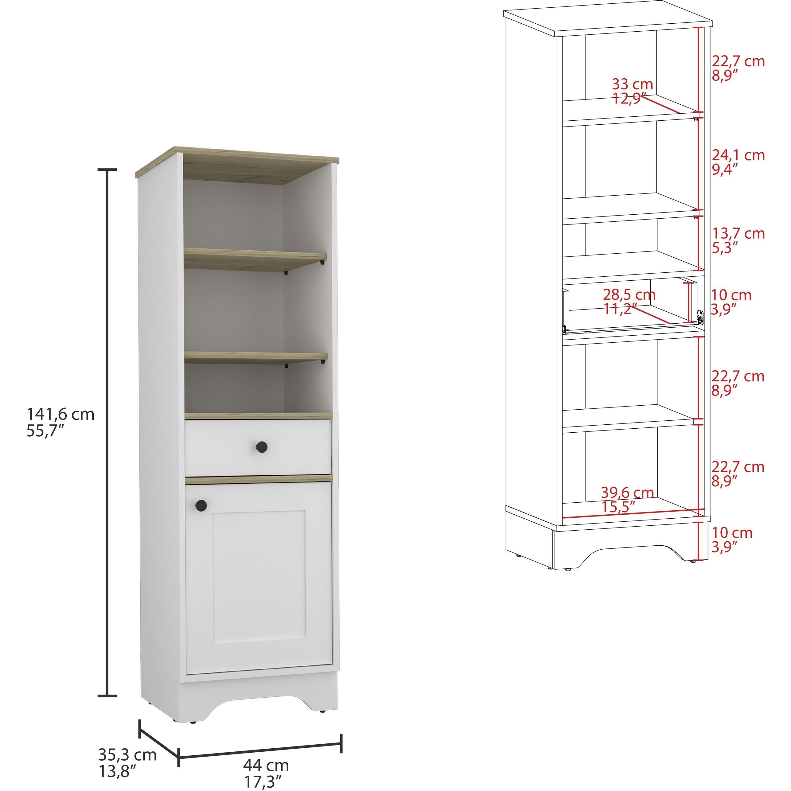 St. Clair Linen Cabinet, Two Interior Shelves, Two Open Shelves