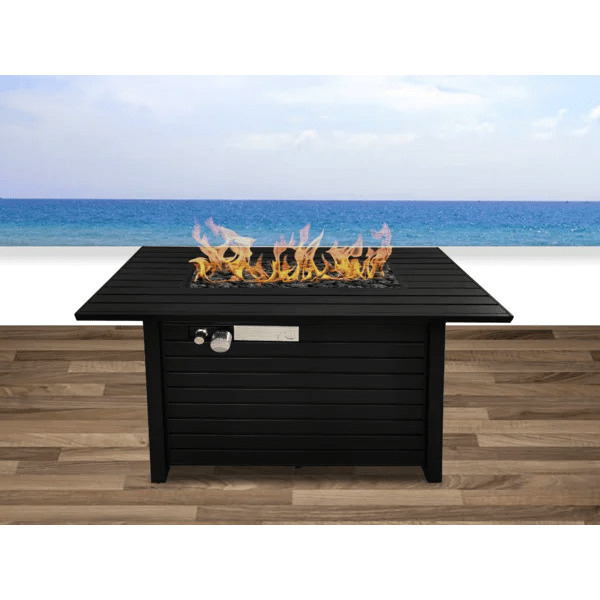 25" H x 42" W Steel Outdoor Fire Pit Table with Lid