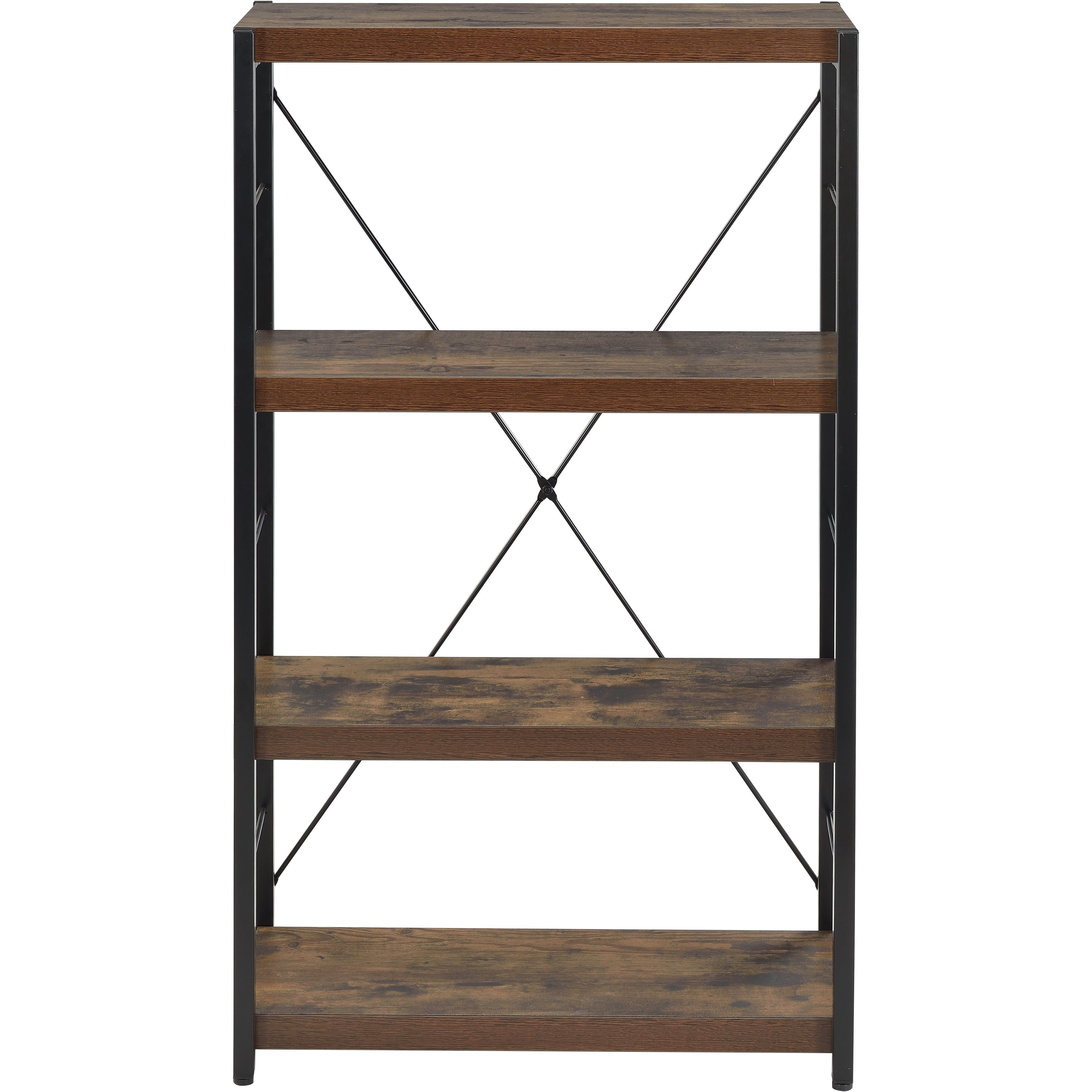 Weathered Oak and Black 3-shelf Bookcase