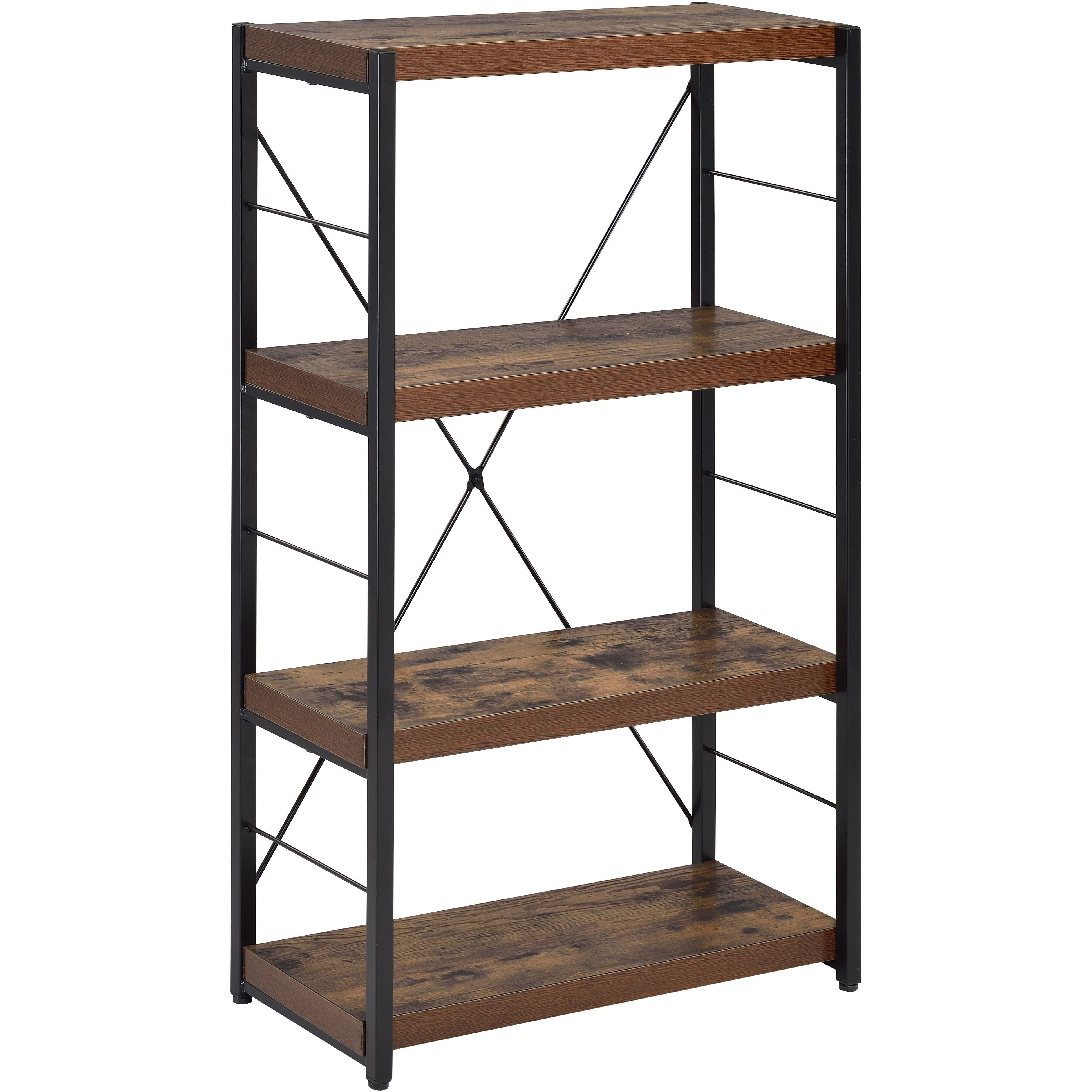 Weathered Oak and Black 3-shelf Bookcase