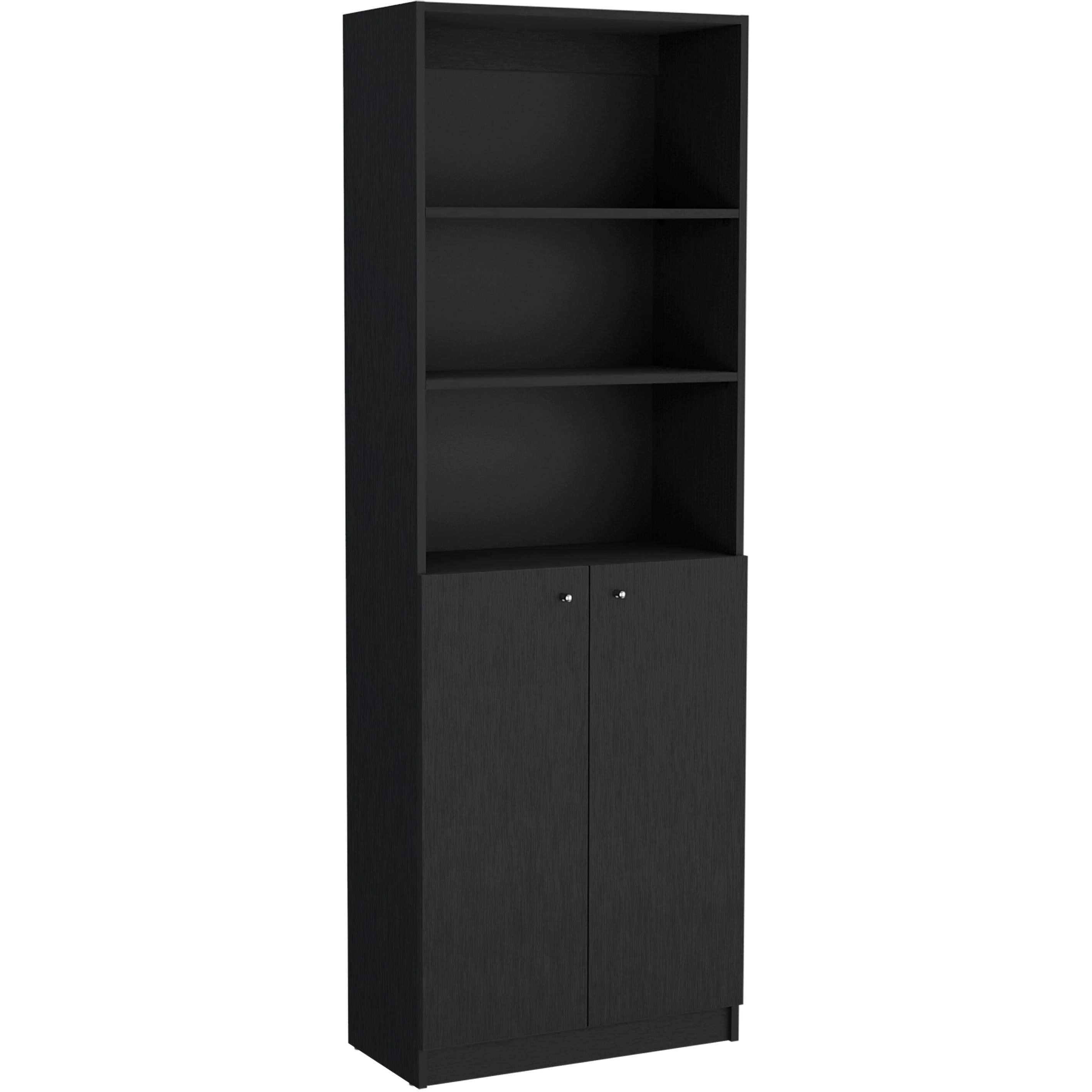 Sophia Black 3 Piece Living Room Set with 3 Bookcases