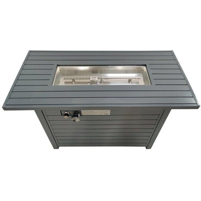 25'' H x 42'' W Steel Propane Outdoor Fire Pit Table with Lid