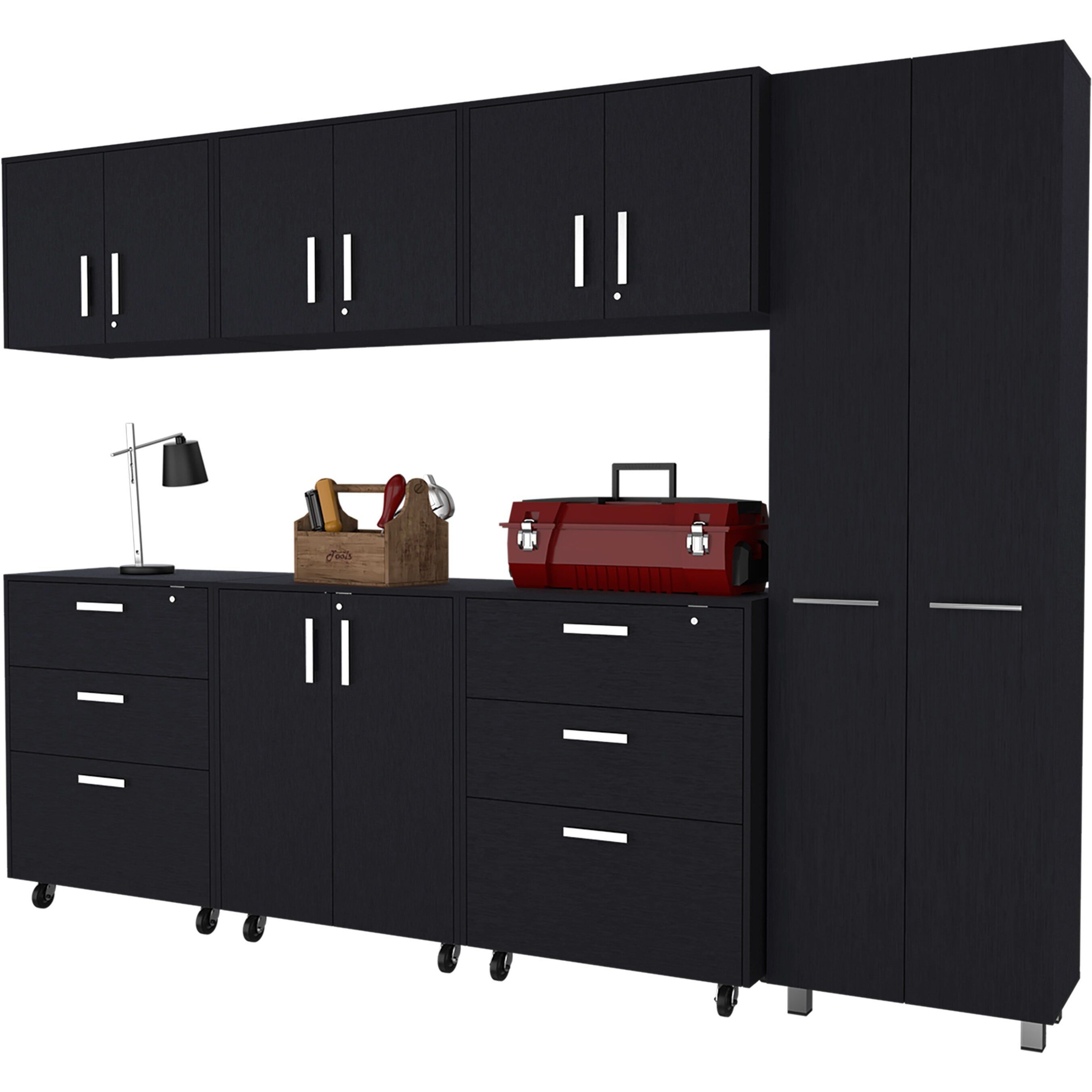 Megan Black 7 Piece Garage Set