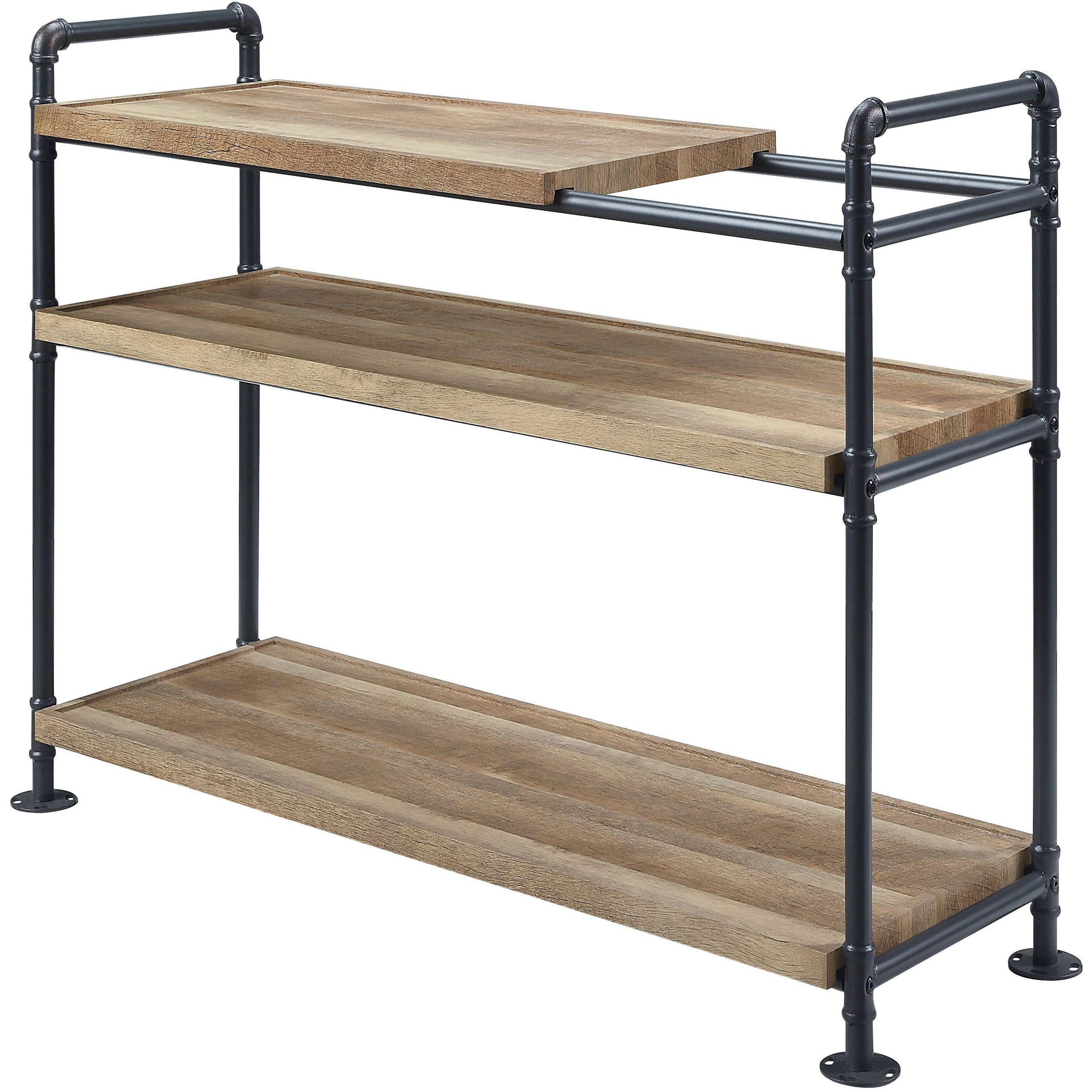 Mankato Oak and Sandy Black 3-Shelf Bookshelf