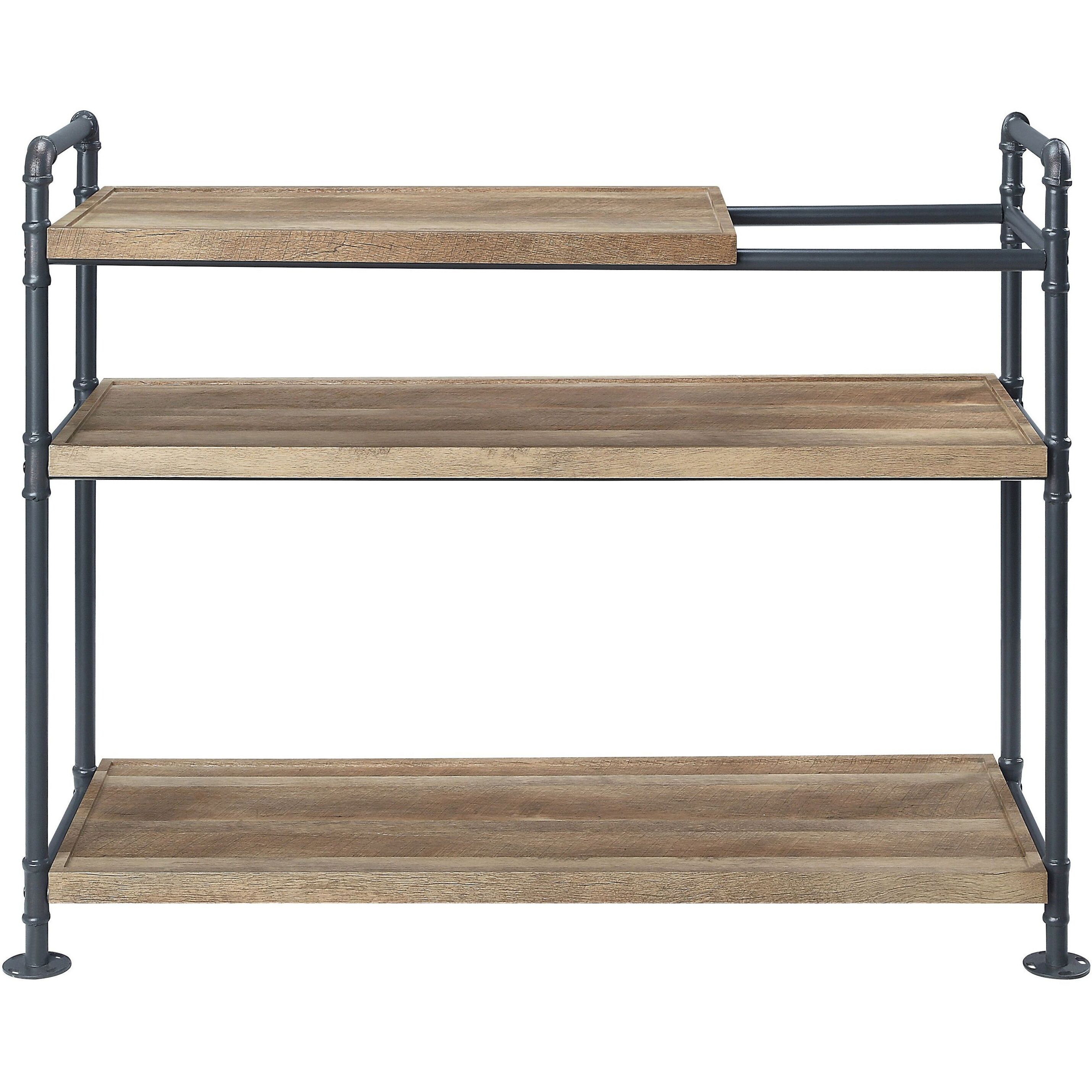 Mankato Oak and Sandy Black 3-Shelf Bookshelf