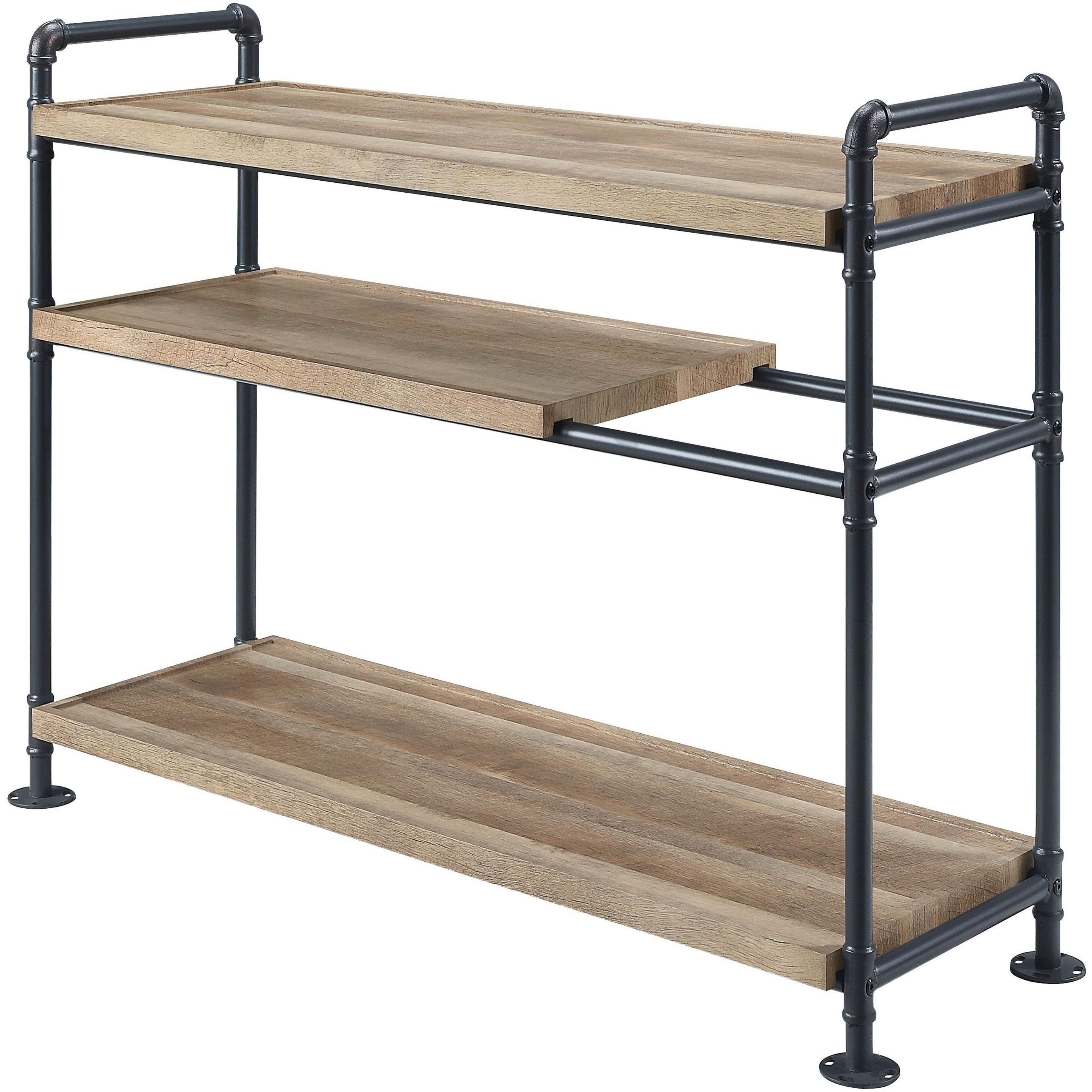 Mankato Oak and Sandy Black 3-Shelf Bookshelf