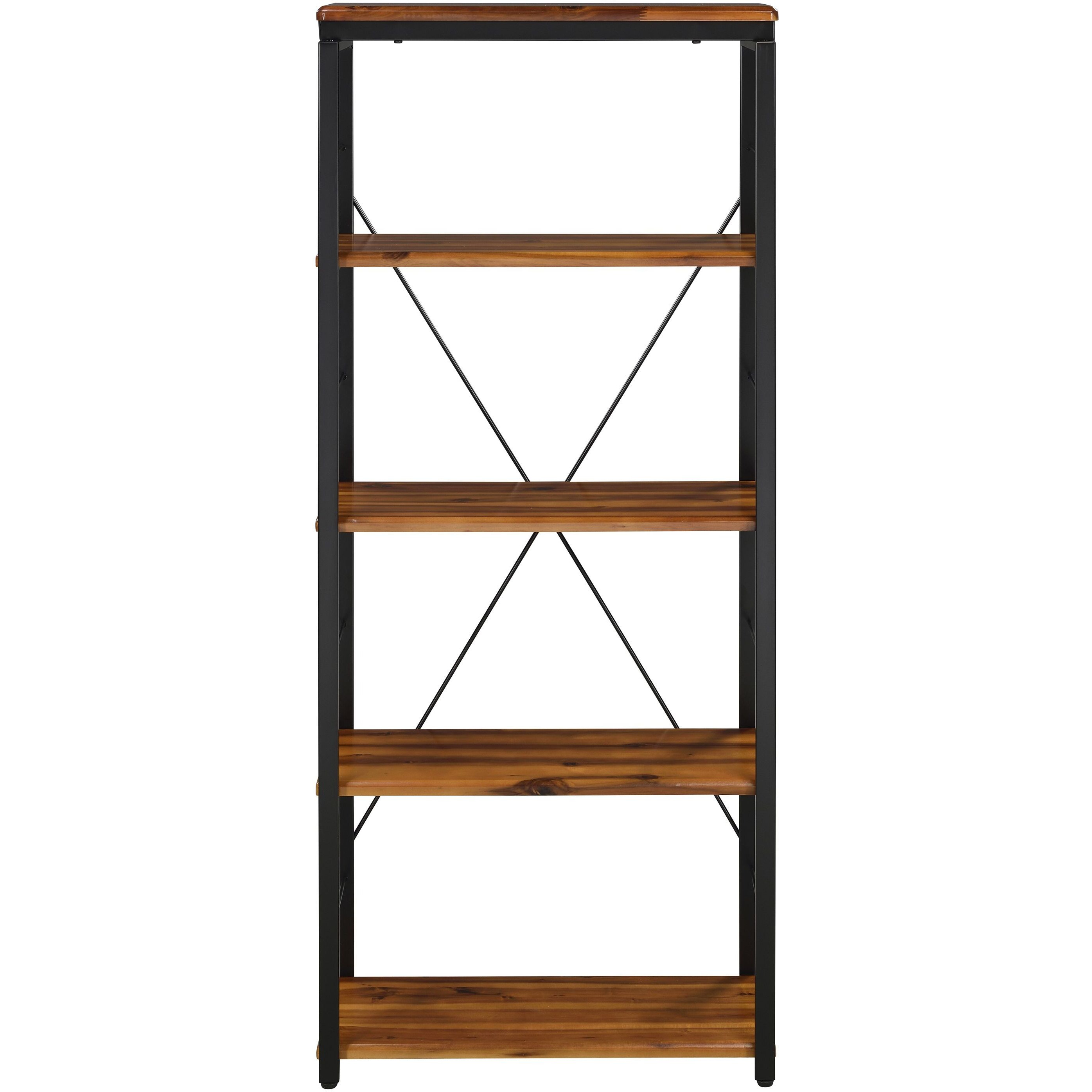 Oak and Black 4-shelf Bookcase