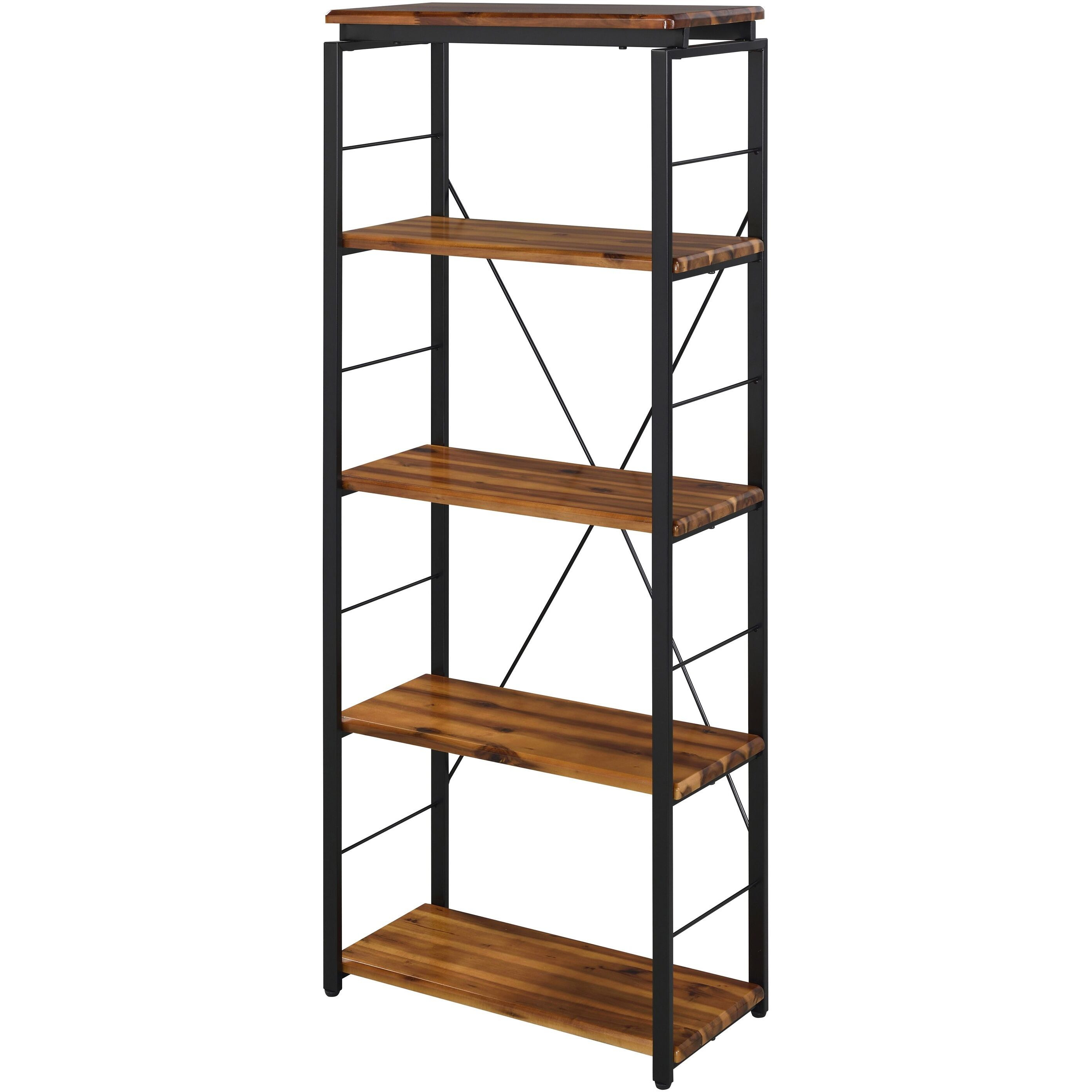 Oak and Black 4-shelf Bookcase