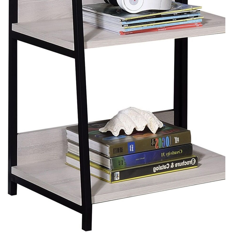 Natural and Black 5-tier Ladder Bookshelf