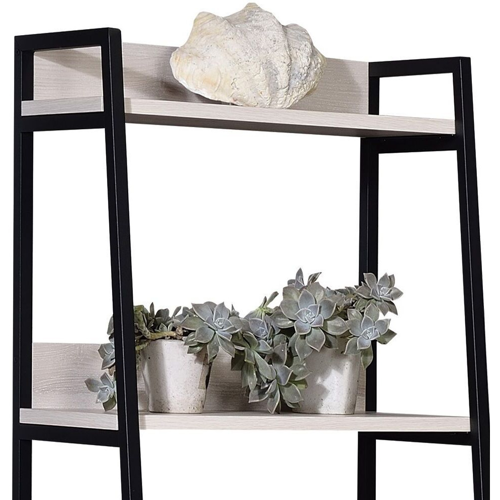 Natural and Black Ladder 5-tier Bookshelf