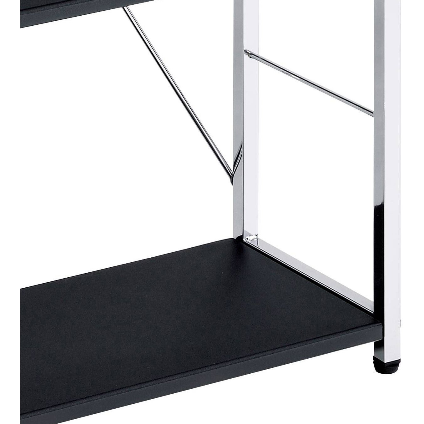 Black and Chrome 4-Tier Rectangular Bookshelf