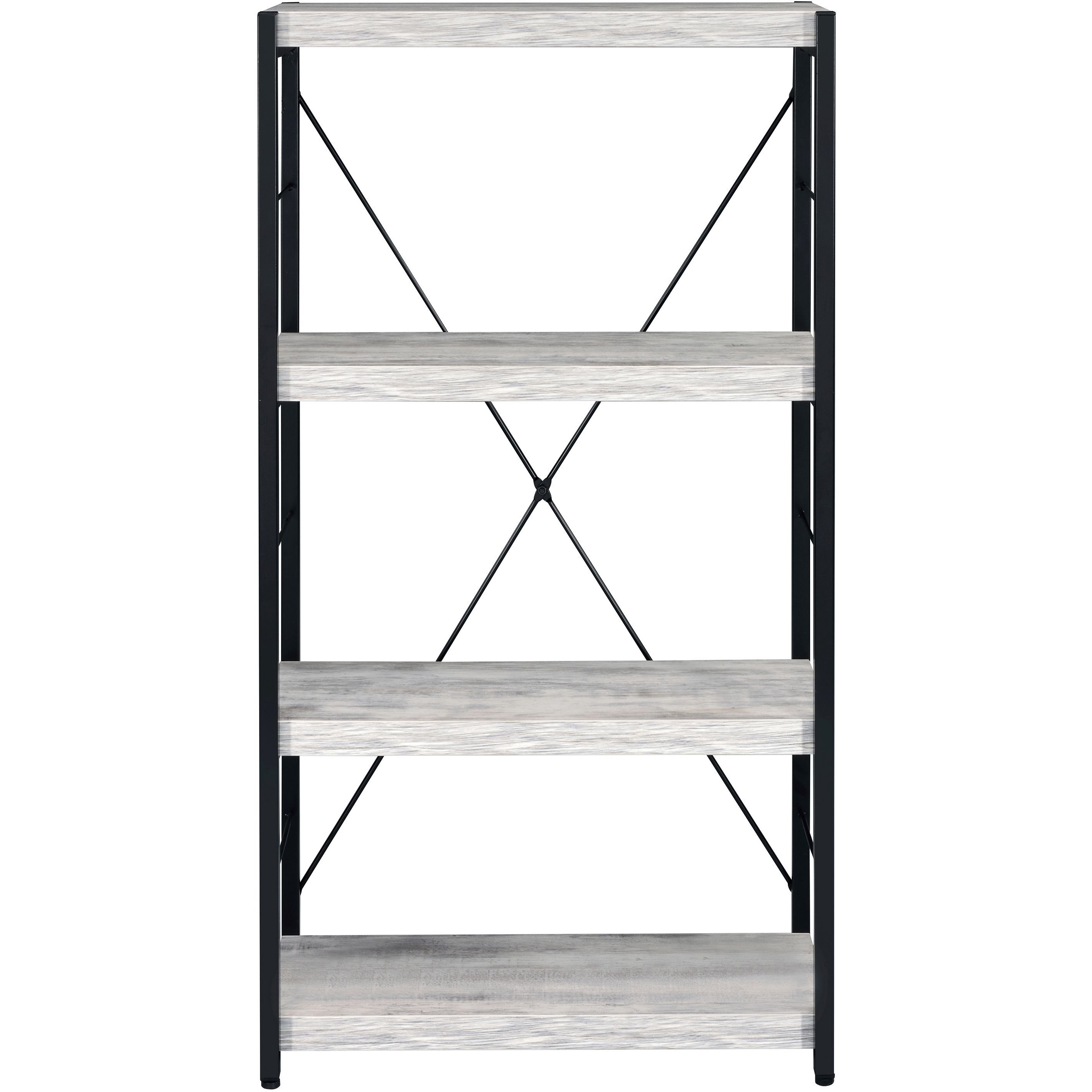 Antique White and Black 3-shelf Bookcase