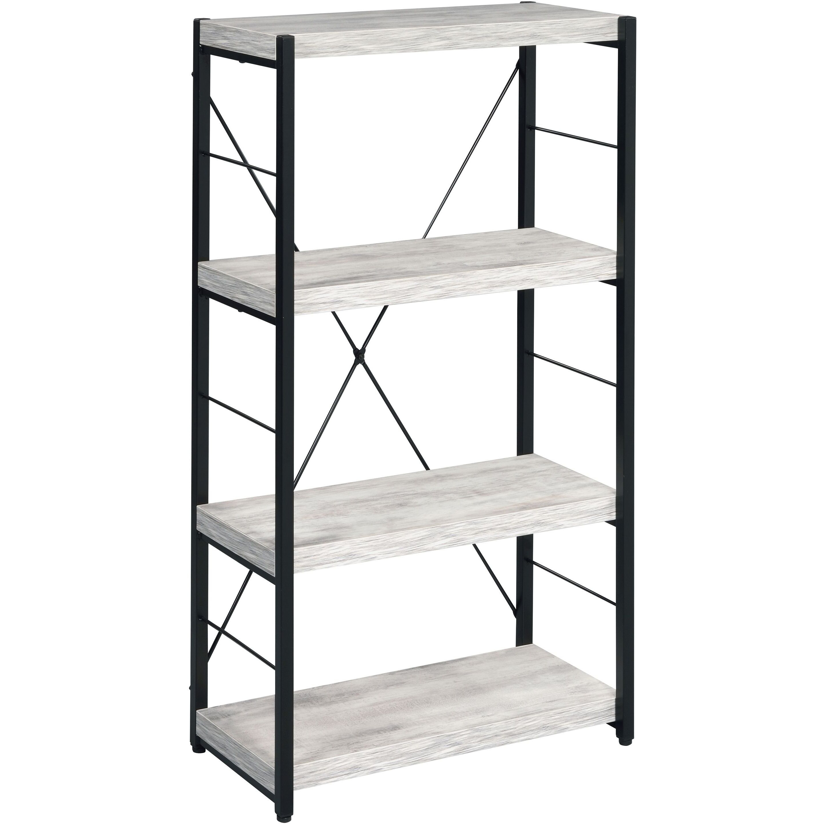 Antique White and Black 3-shelf Bookcase