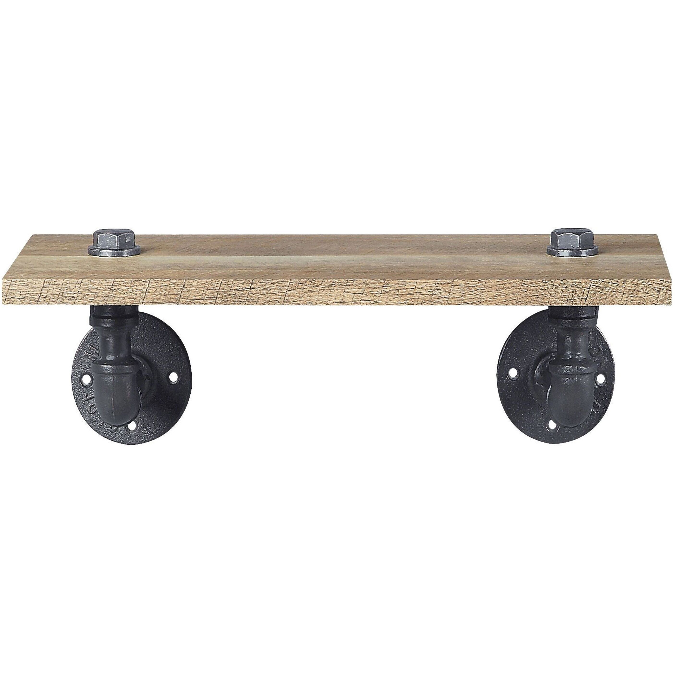 Oak and Sandy Black Rectangle Wall Shelf