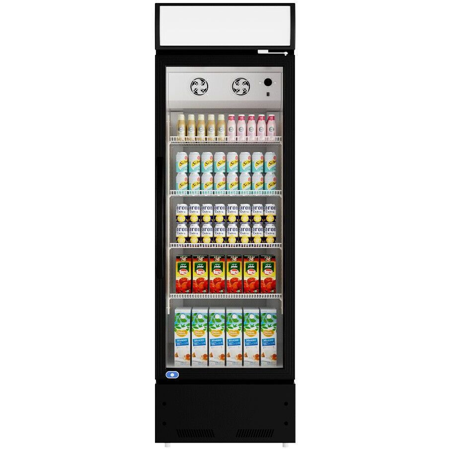 23" Single Glass Door Refrigerator with LED lights inside the catsers ETL/NSF approved