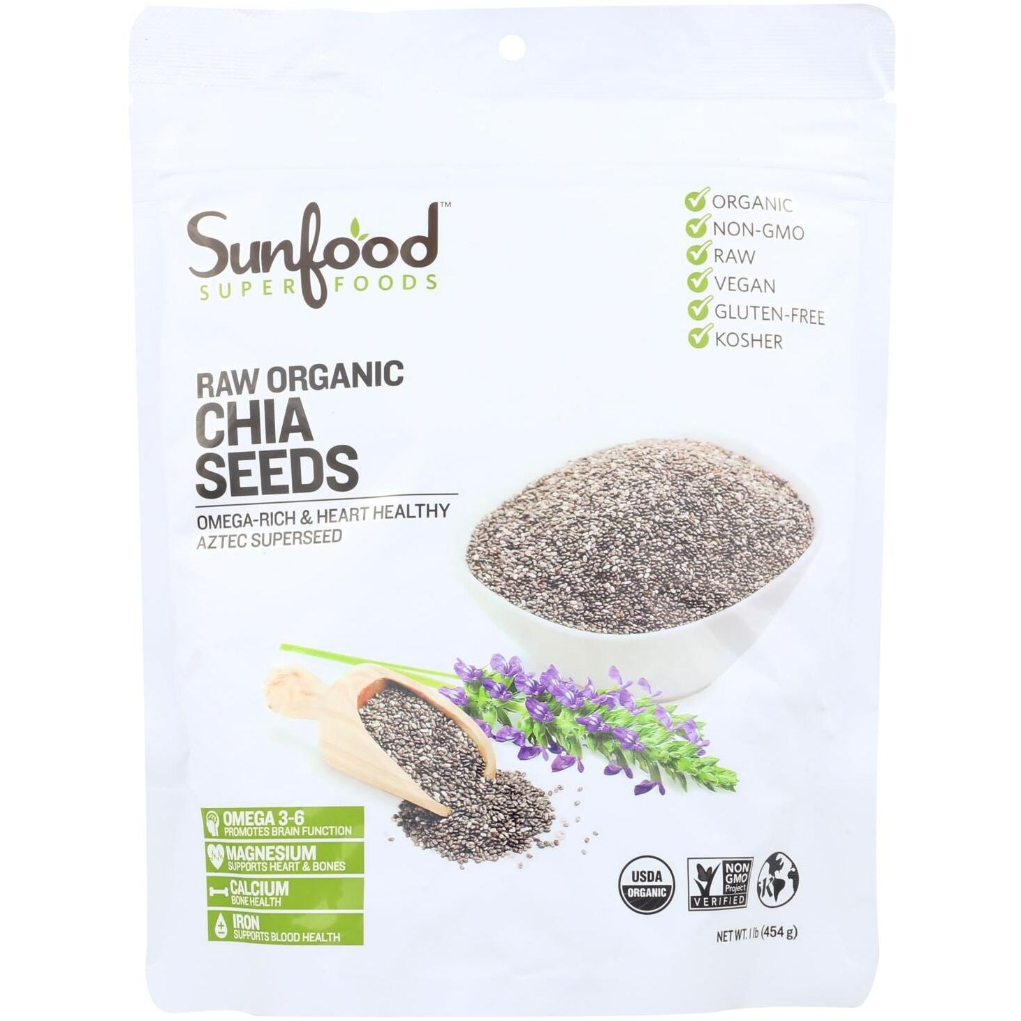 Sunfood Superfoods Raw Organic Chia Seeds - 1 Each - 1 Lb