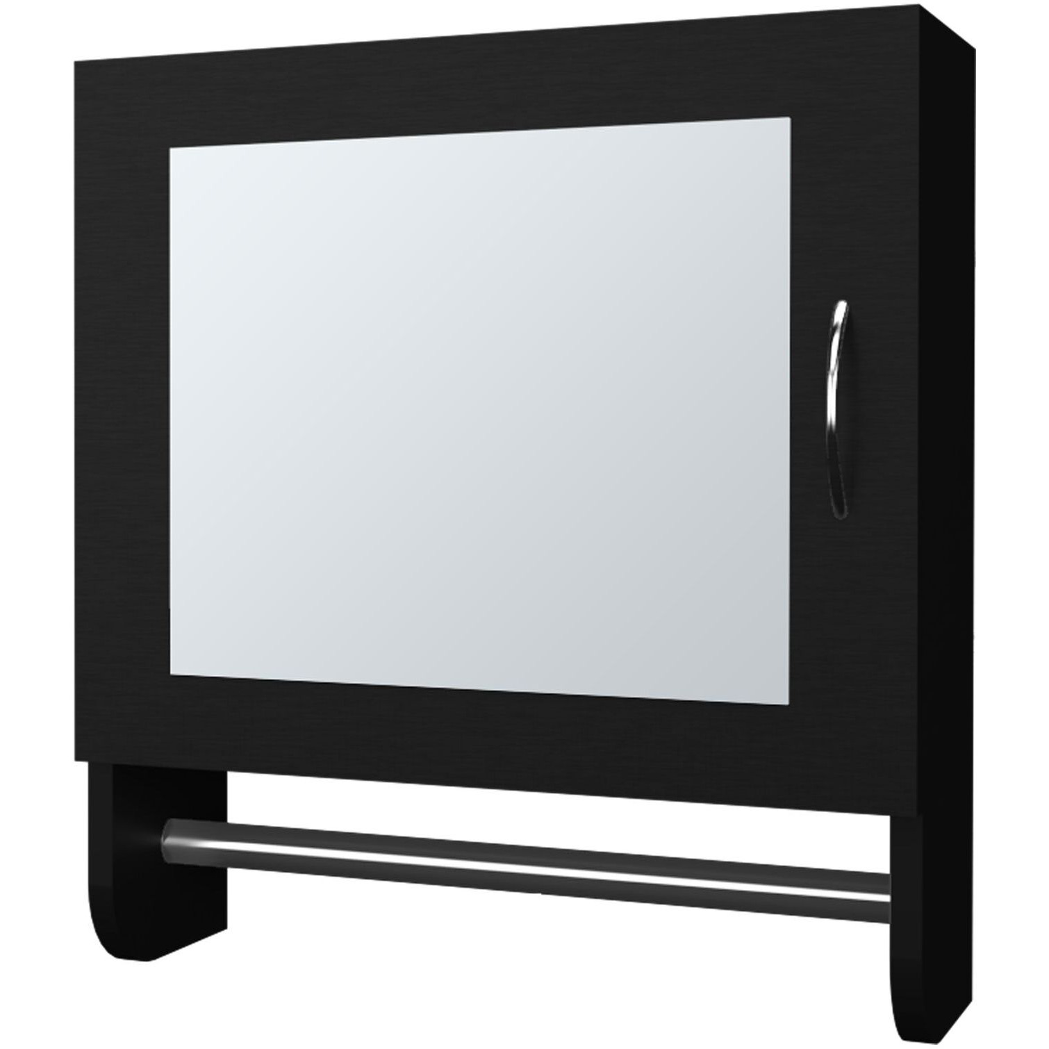 Pine Medicine Cabinet in Melamine With a Towel Bar And Included Mirror, Black