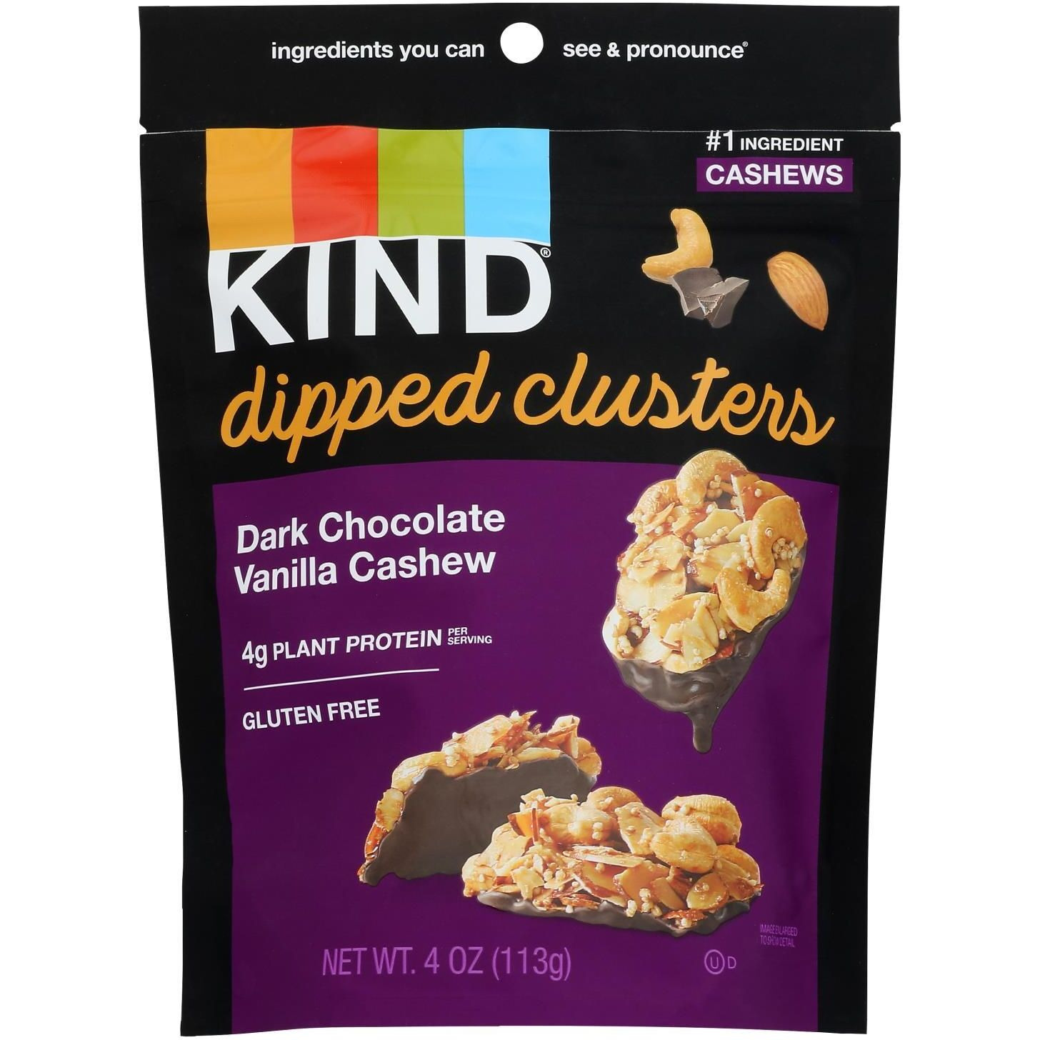 Kind - Clstr Dip Dkchoc Vanilla Cshw - Case Of 8-4 Oz