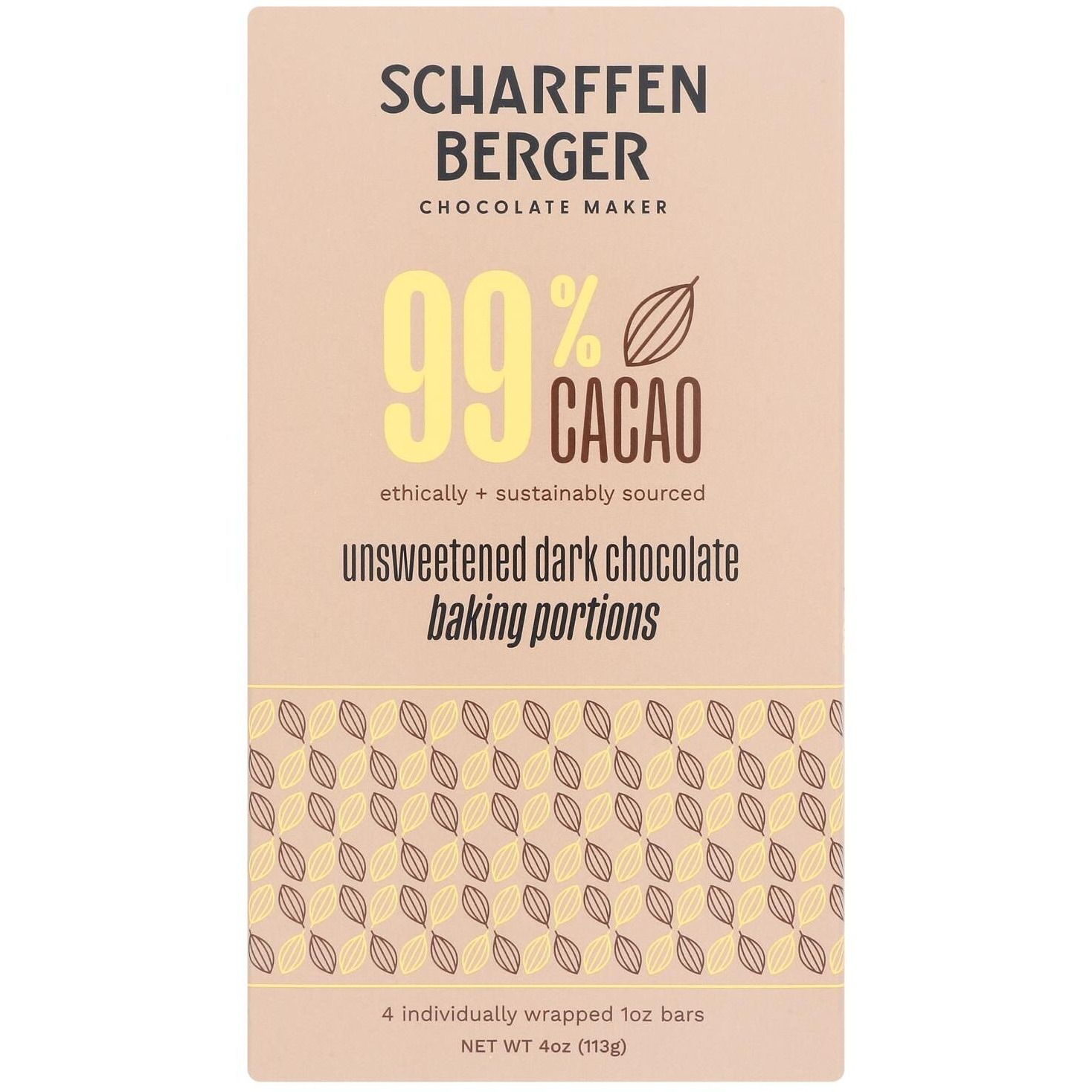 Scharffen Berger - Baking Chocolate Unsweetened - Case Of 12-4 Ounces