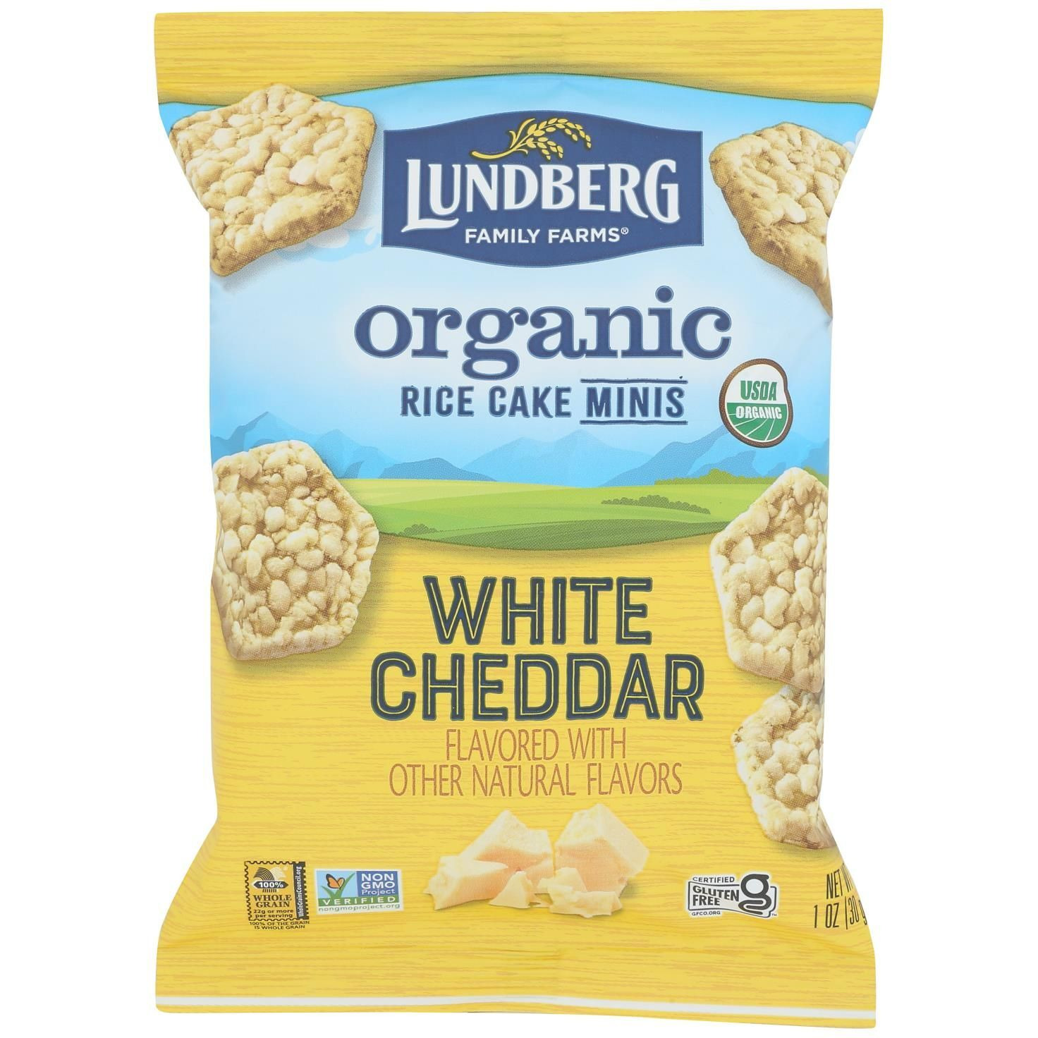 Lundberg Family Farms - Rice Cakes Mini White Cheddar - Case Of 24 - 1 Oz