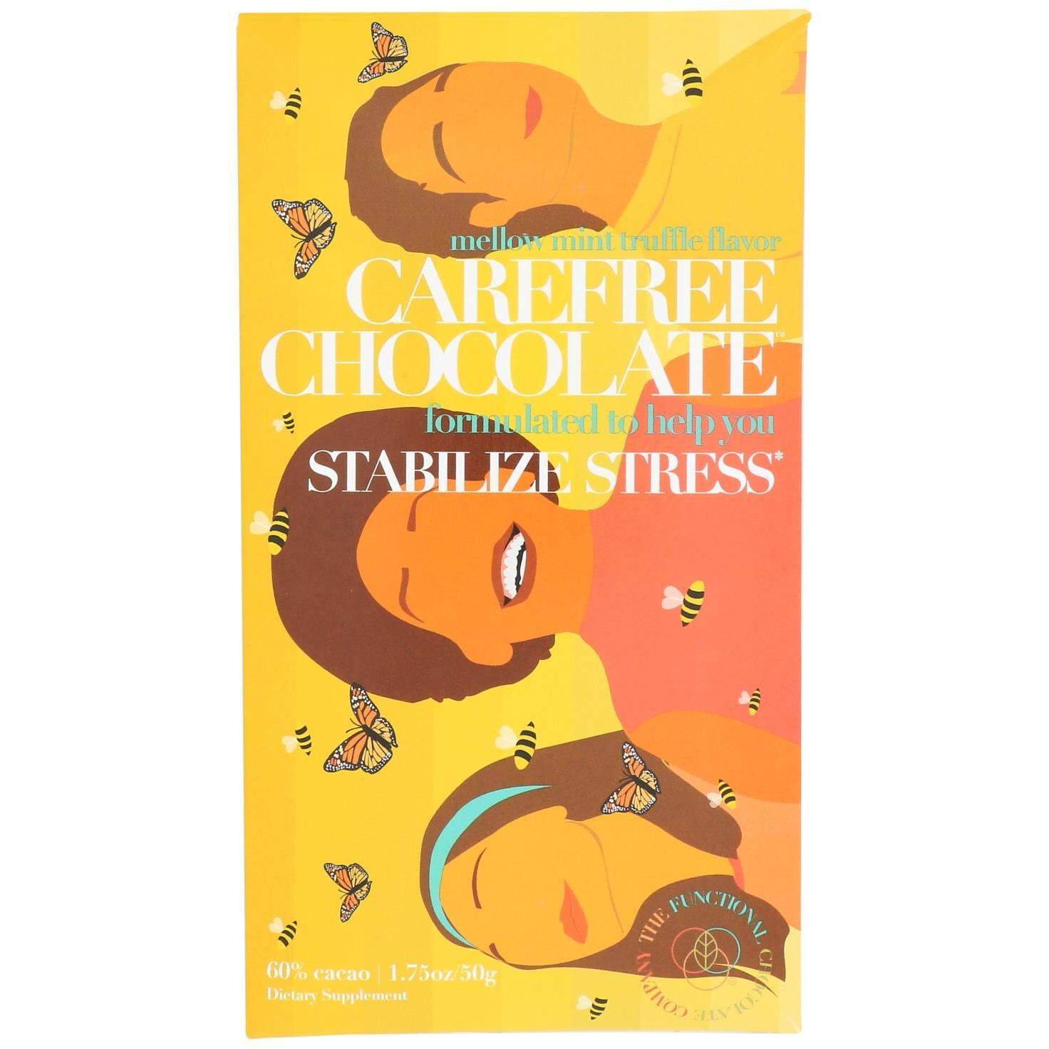 The Functional Chocolate Co - Chocolate Bar Carefree - Case Of 12-1.75 Oz