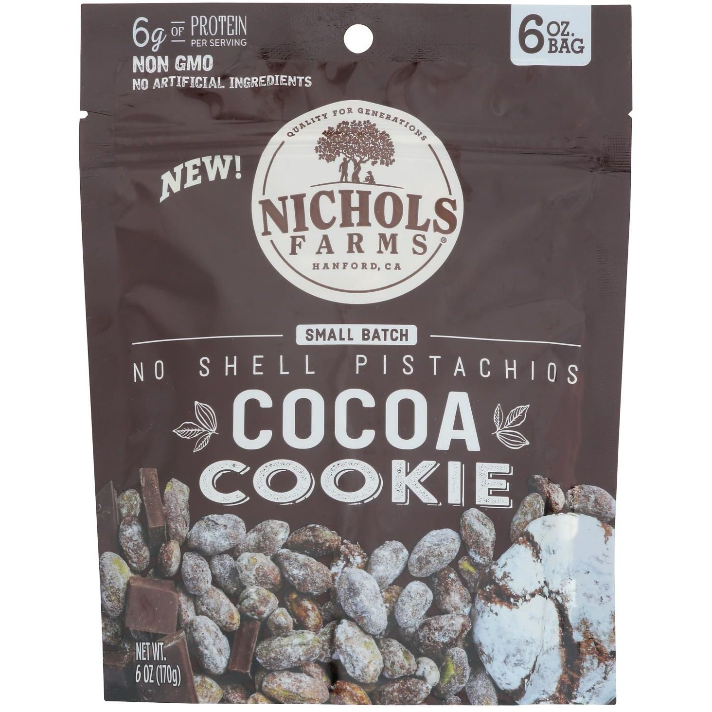 Nichols Farms - Pistachio Nut Shell Cocoa Cookie - Case Of 15-6 Ounces