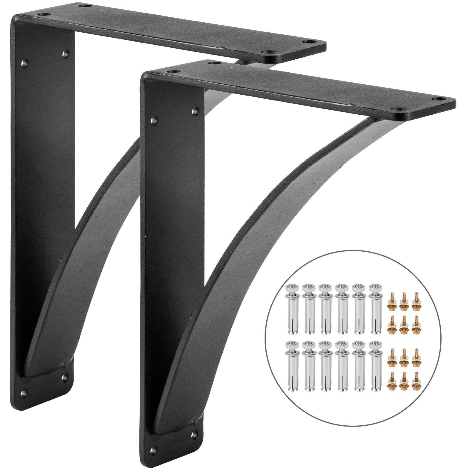 VEVOR Heavy Duty Shelf Brackets 2 Pack, Floating Shelf Bracket 9x12x4", 450lbs Load Garage Workshop Home Steel Shelf Brackets Hand Welded Triangle Shelf Support Holder Wall Matte Black DIY Rustic