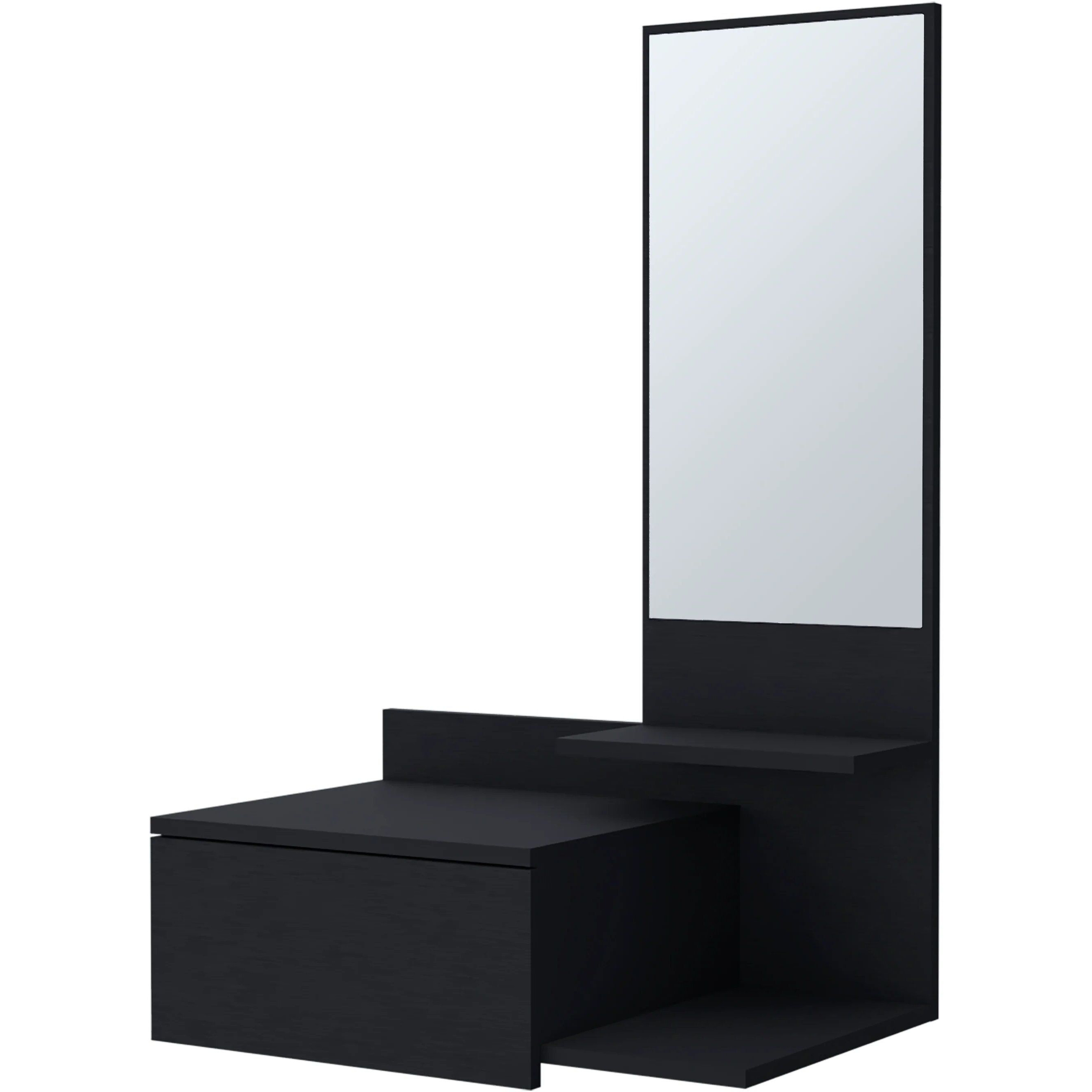 Black Floating Vanity with Included Mirror