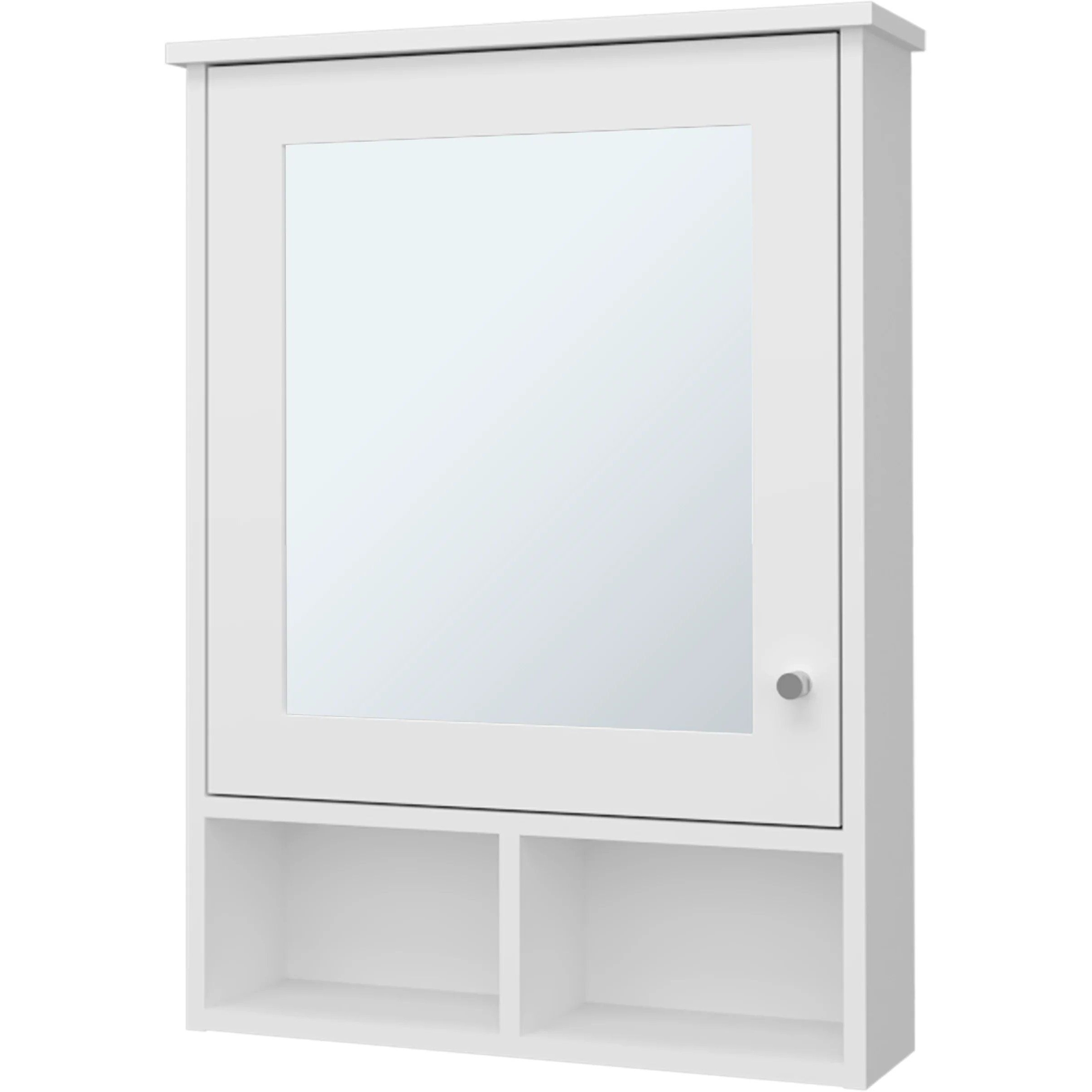 White Medicine Cabinet with Door and Included Mirror