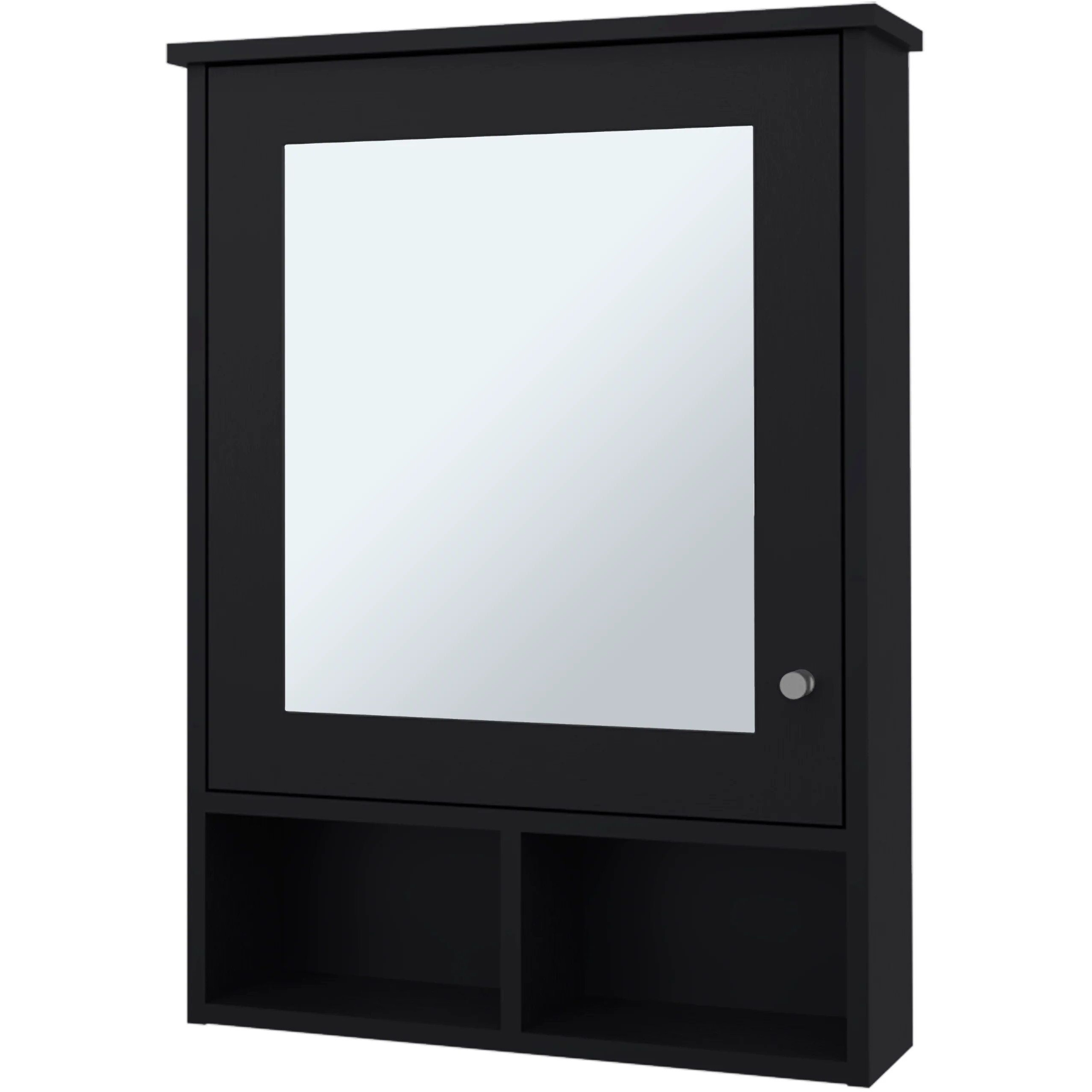 Black Medicine Cabinet with Door and Included Mirror