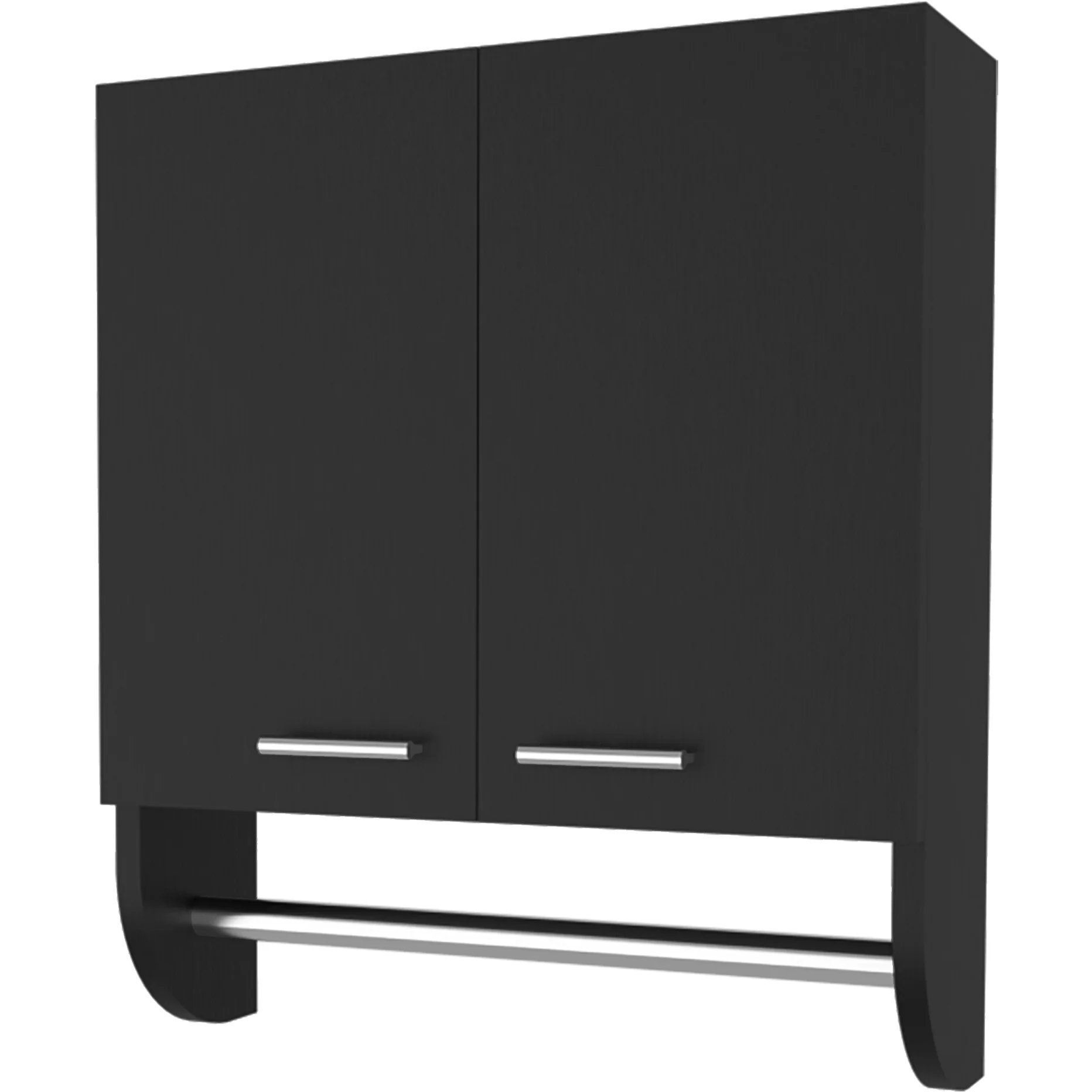 Black Medicine Cabinet with Towel Bar