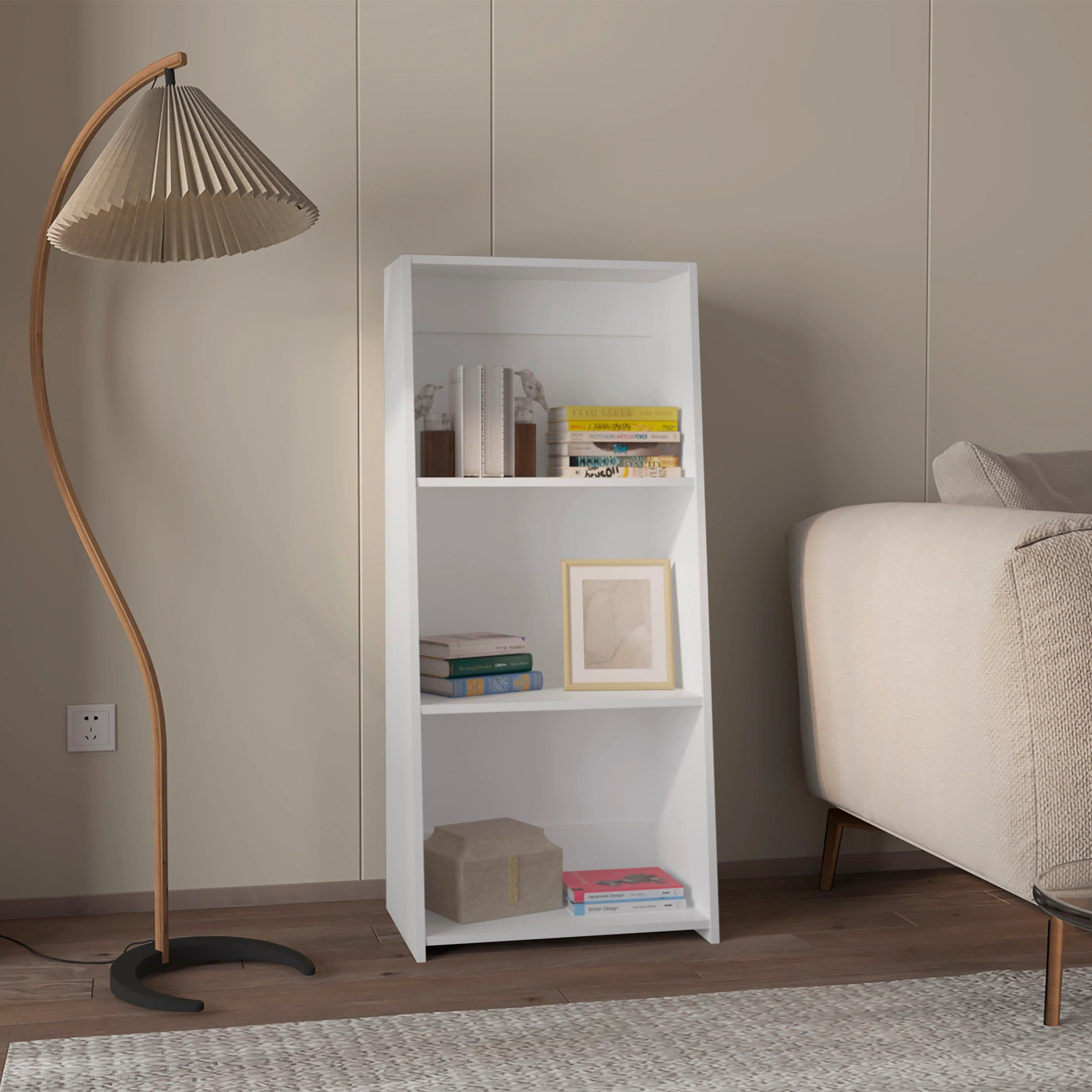 White Bookcase with Three Shelf