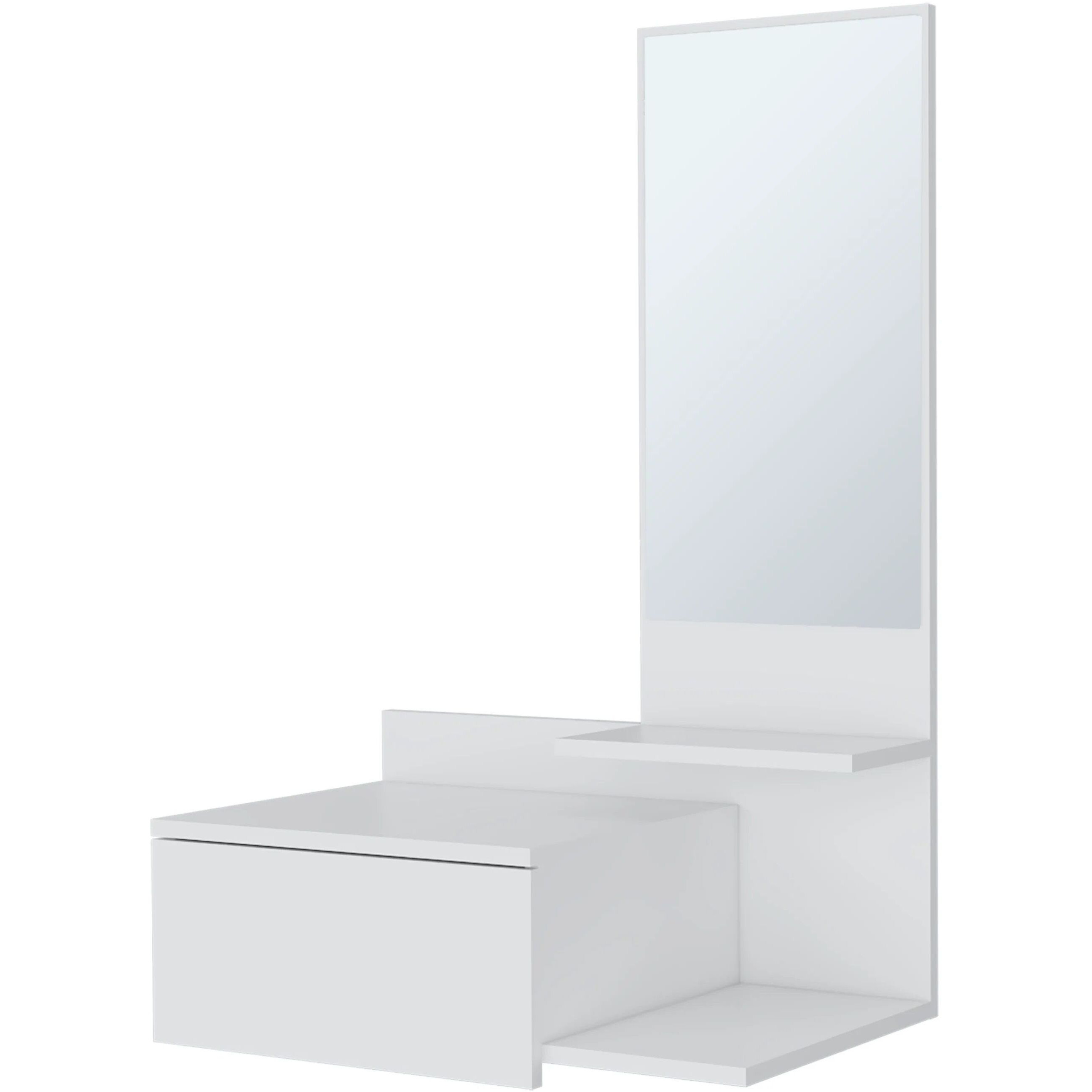 White Floating Vanity with Included Mirror