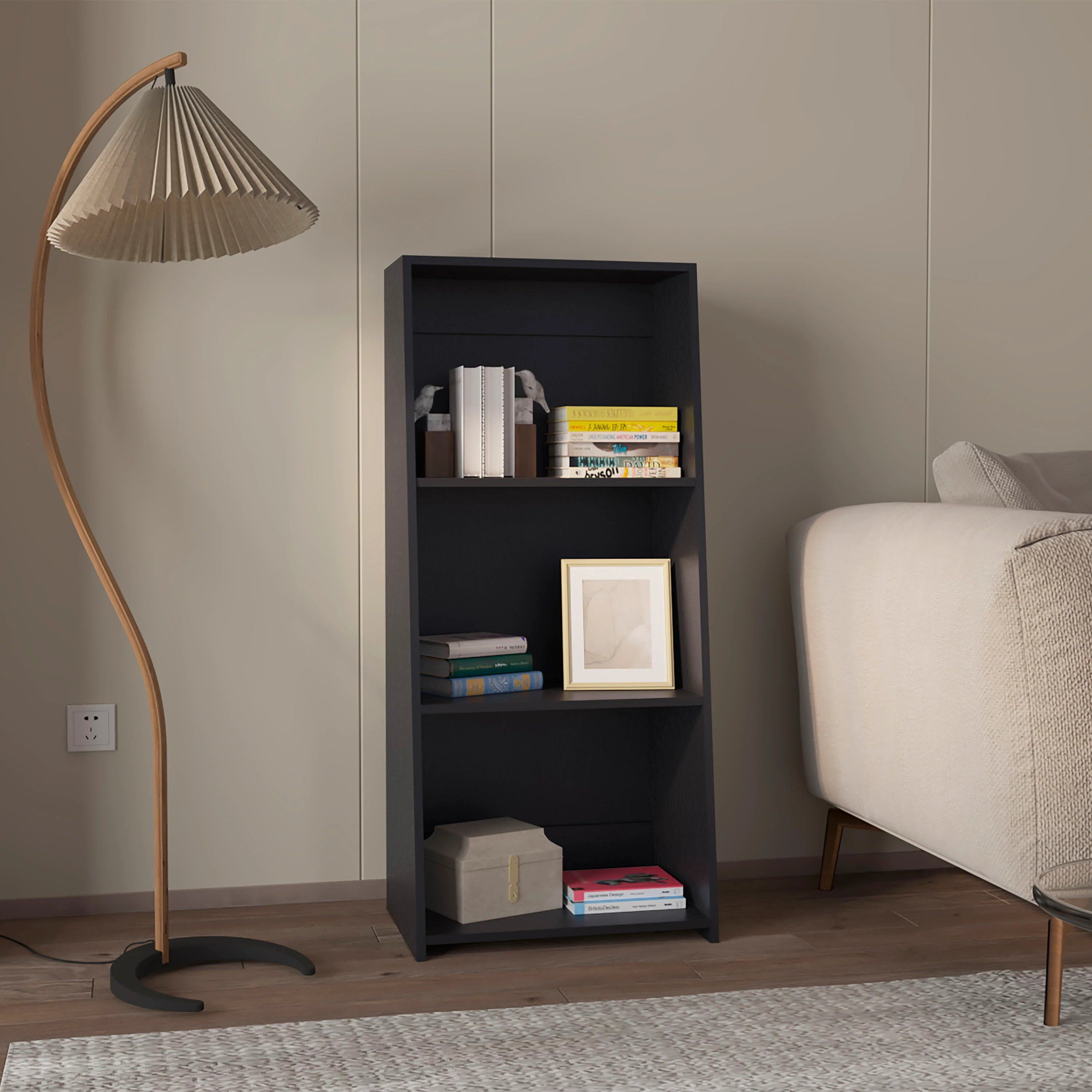 Black Bookcase with Three Shelf