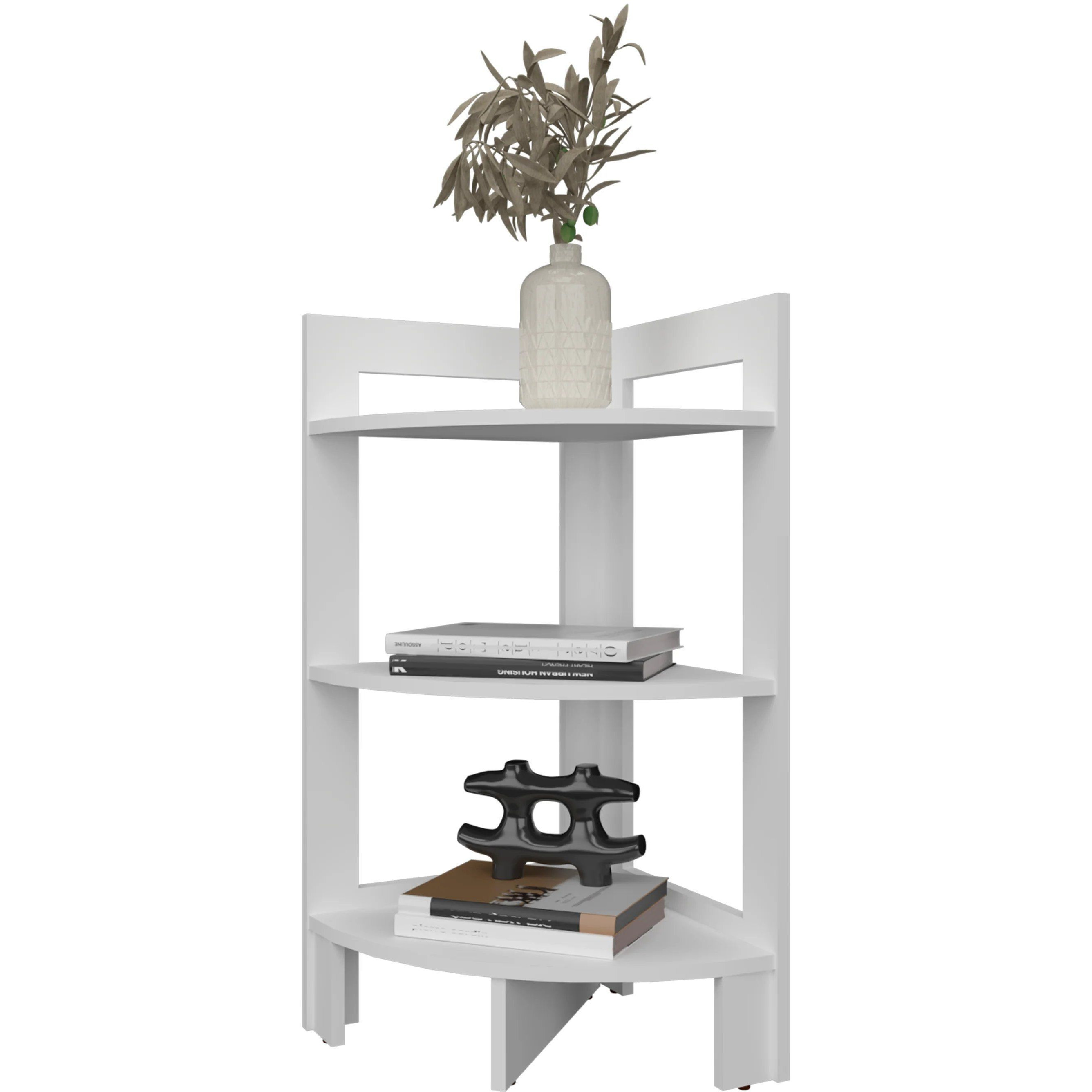 White Corner Shelf with 3 Shelf