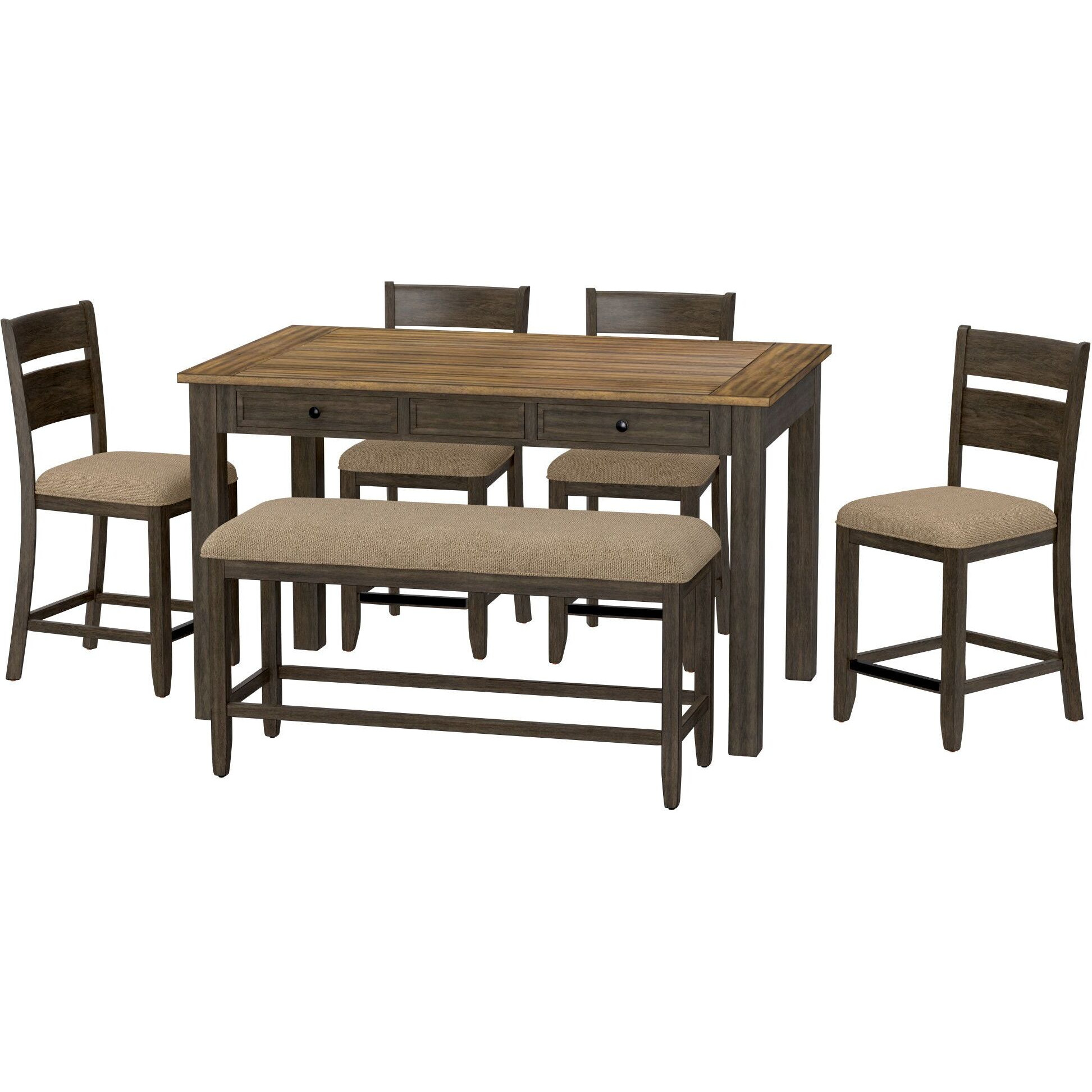 Wallace & Bay Velvety Brown 6 Piece Gathering Dining Set