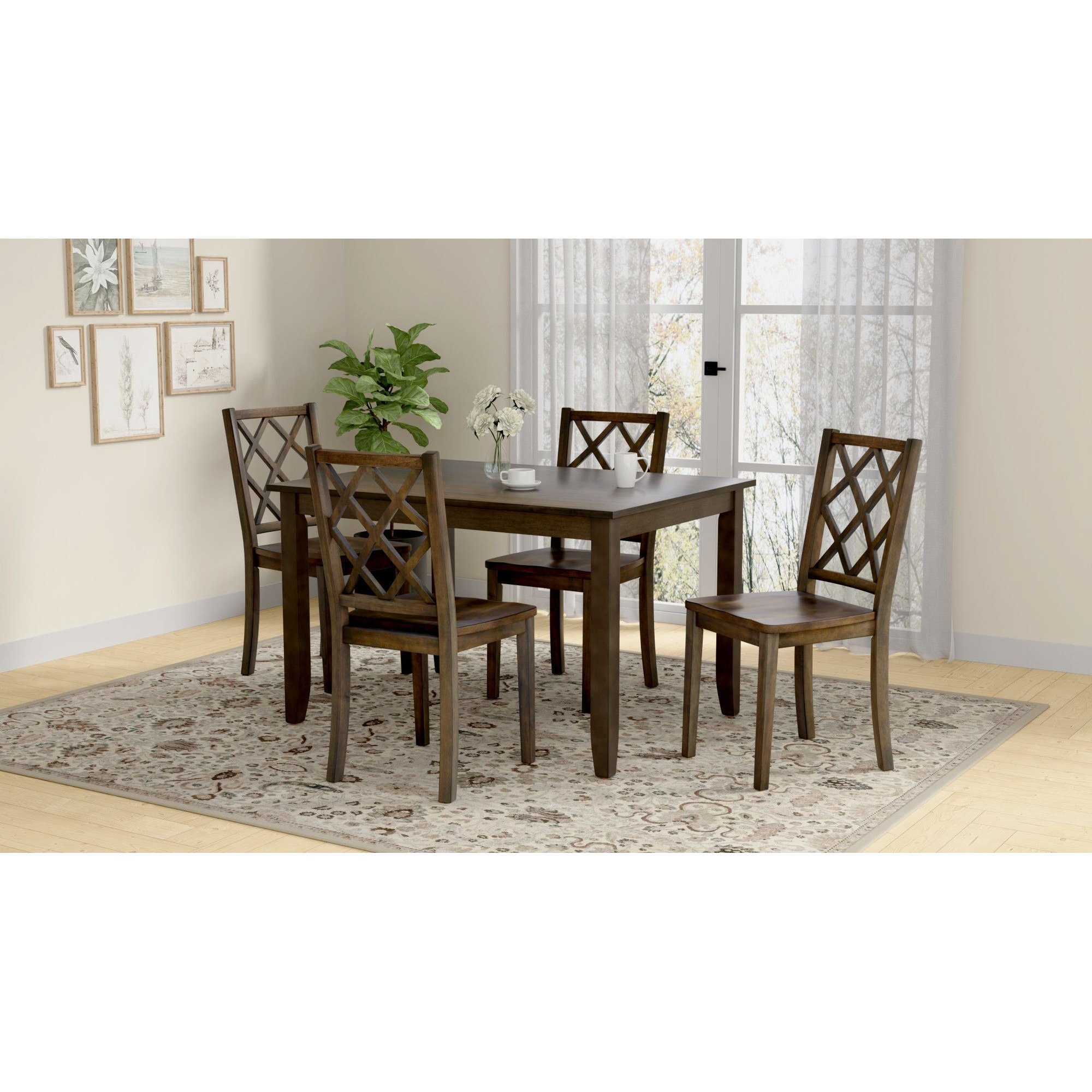 Wallace & Bay Velvety Brown 5 Piece Dining Table Set