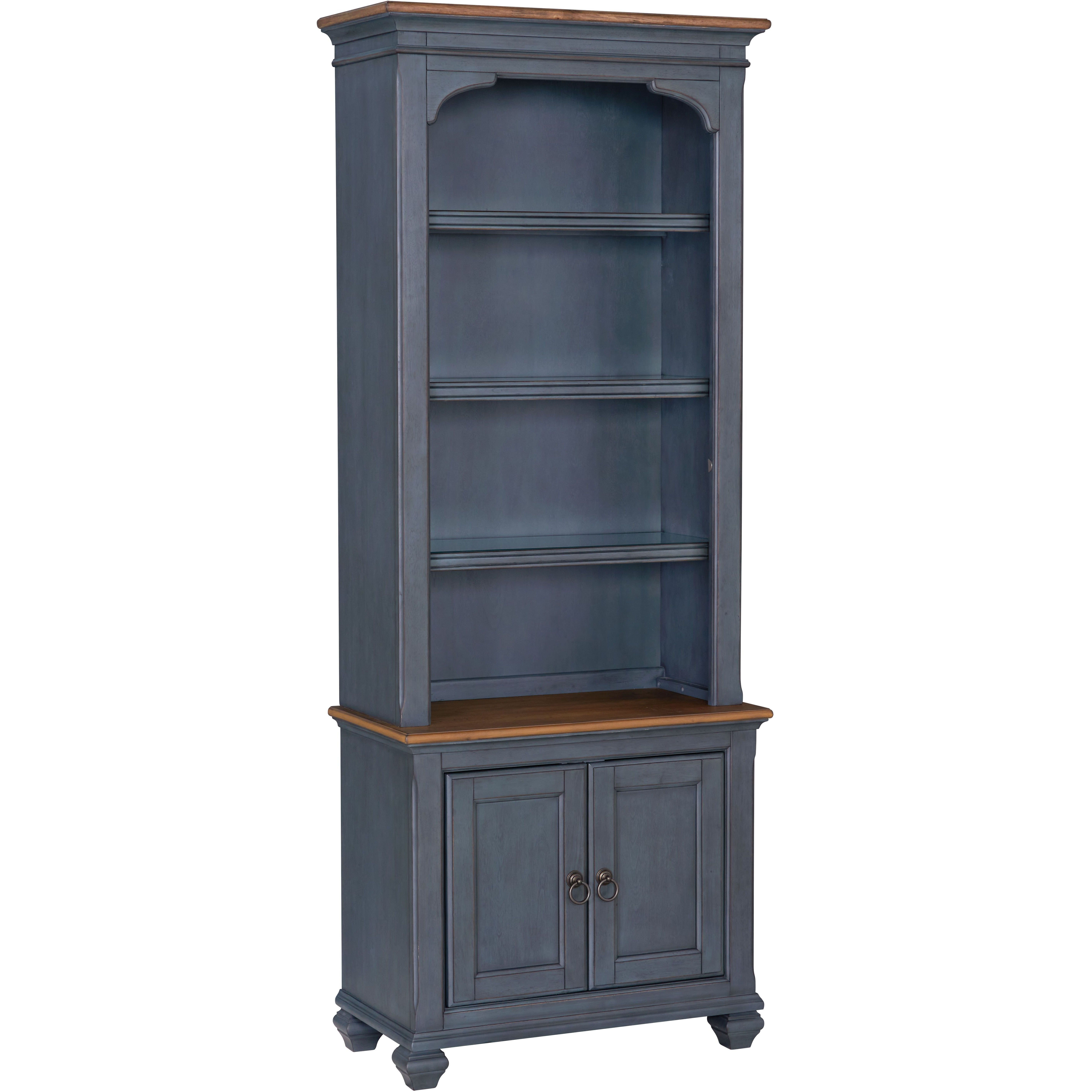 Bridgevine Home Americana 84 inch Universal Pier Bookcase, No Assembly Required, Corduroy Blue Finish