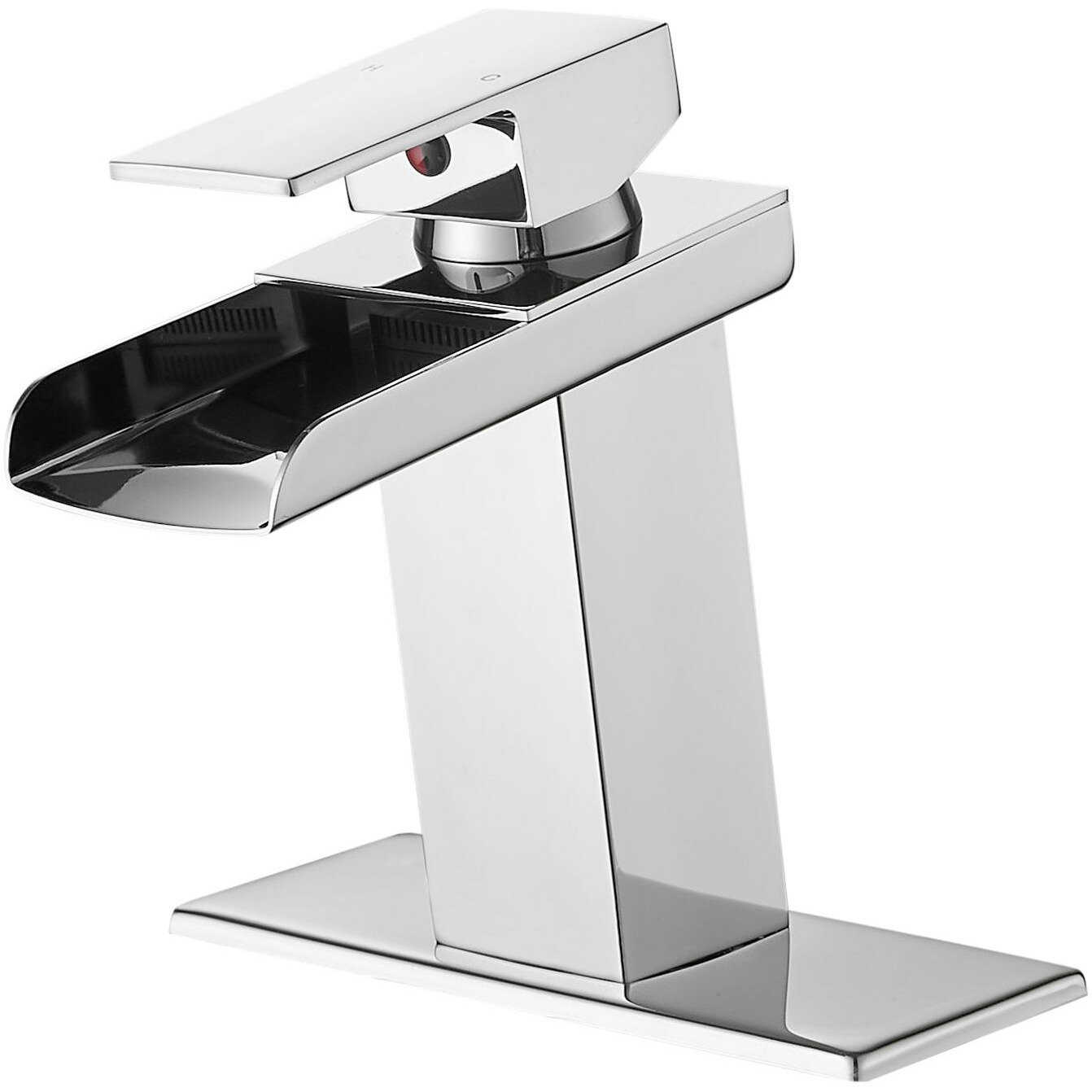 Waterfall bathroom faucet, single handle bathroom sink faucet