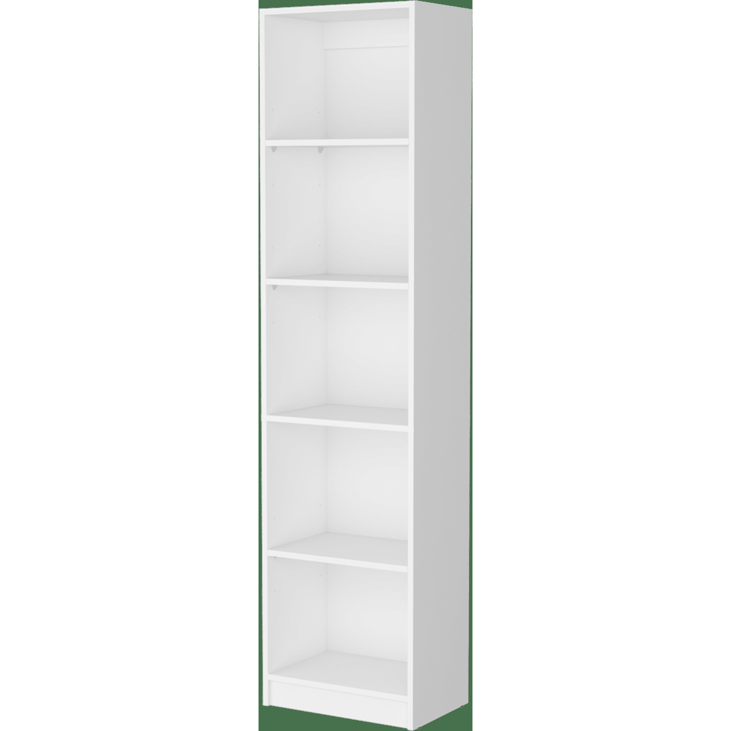 White 5-Shelf Slim Bookcase