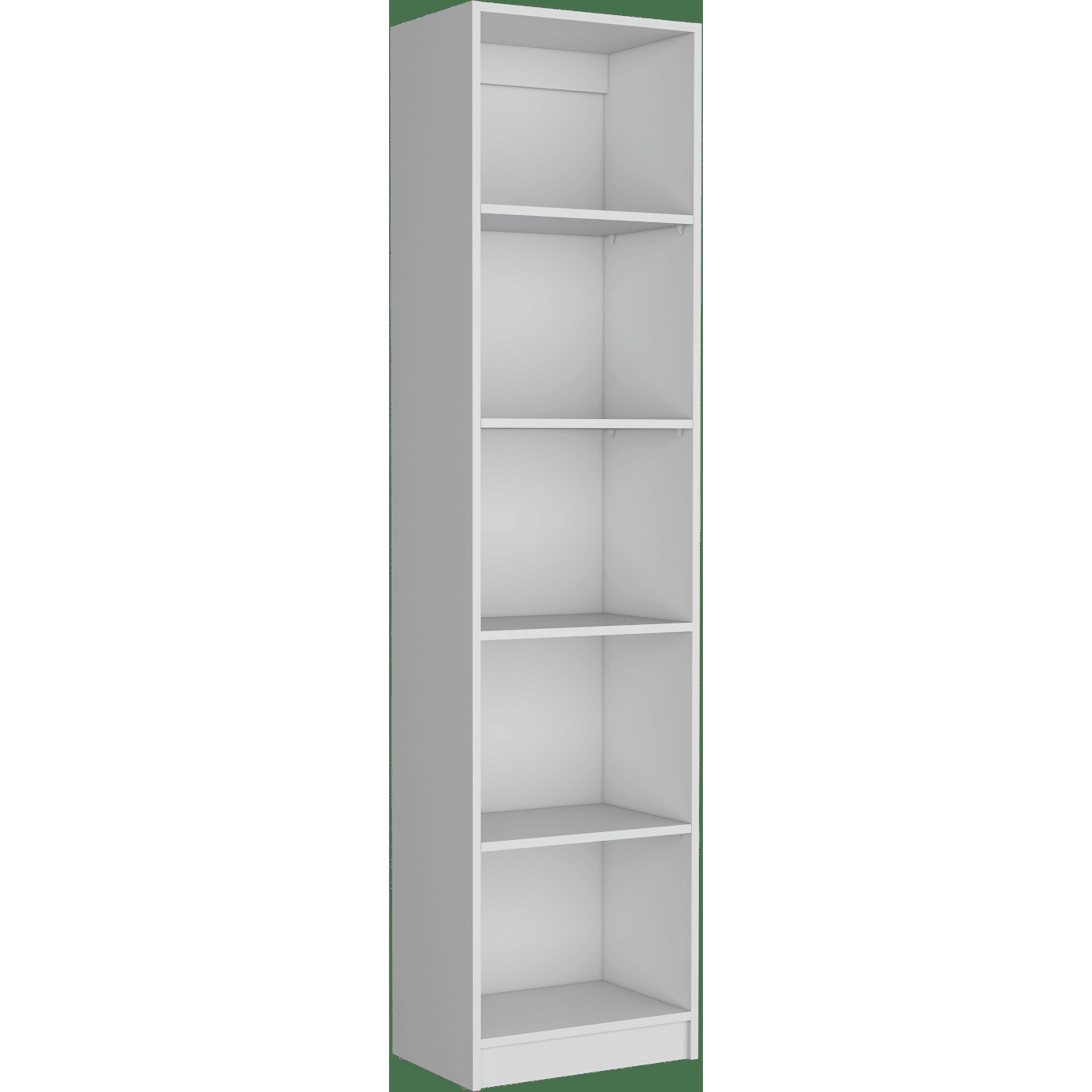 White 5-Shelf Slim Bookcase