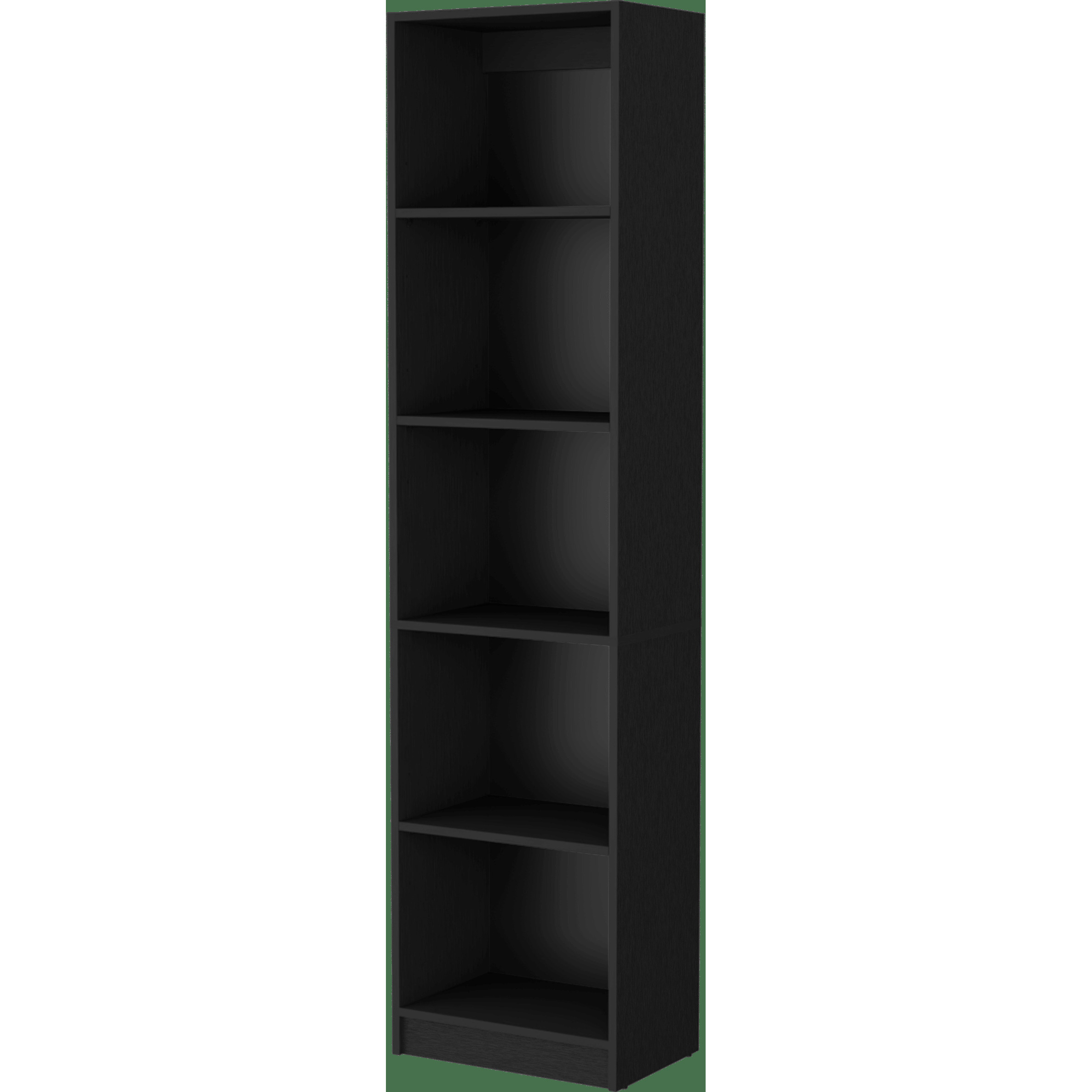 Zachary Black 5-Shelf Slim Bookcase